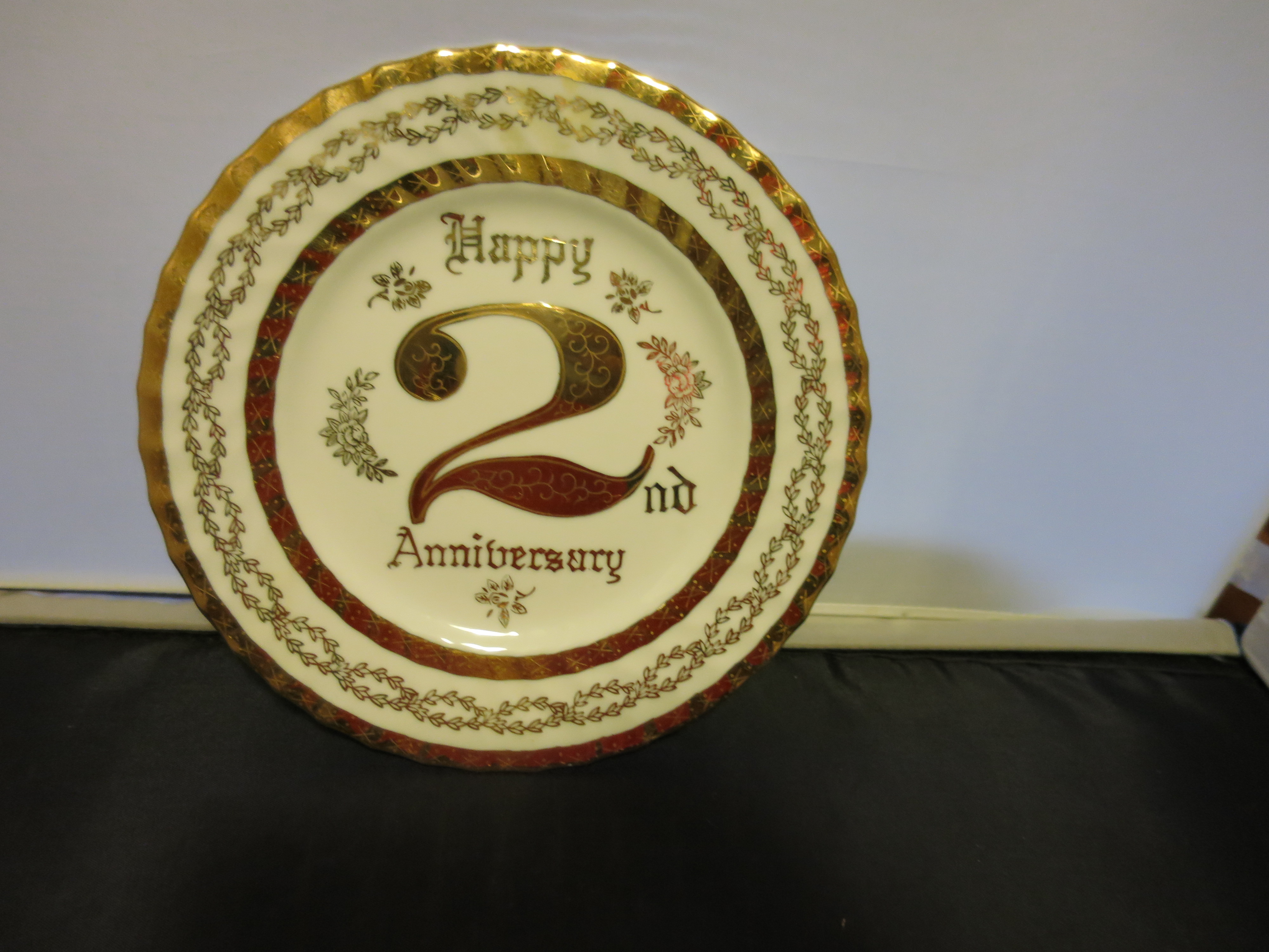 Norcrest China Anniversary Plate Happy 2nd Anniversary