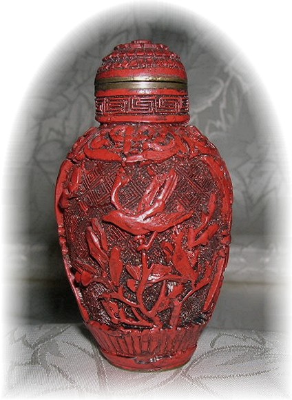 Cinnabar Chinese Snuff Bottle Red Color