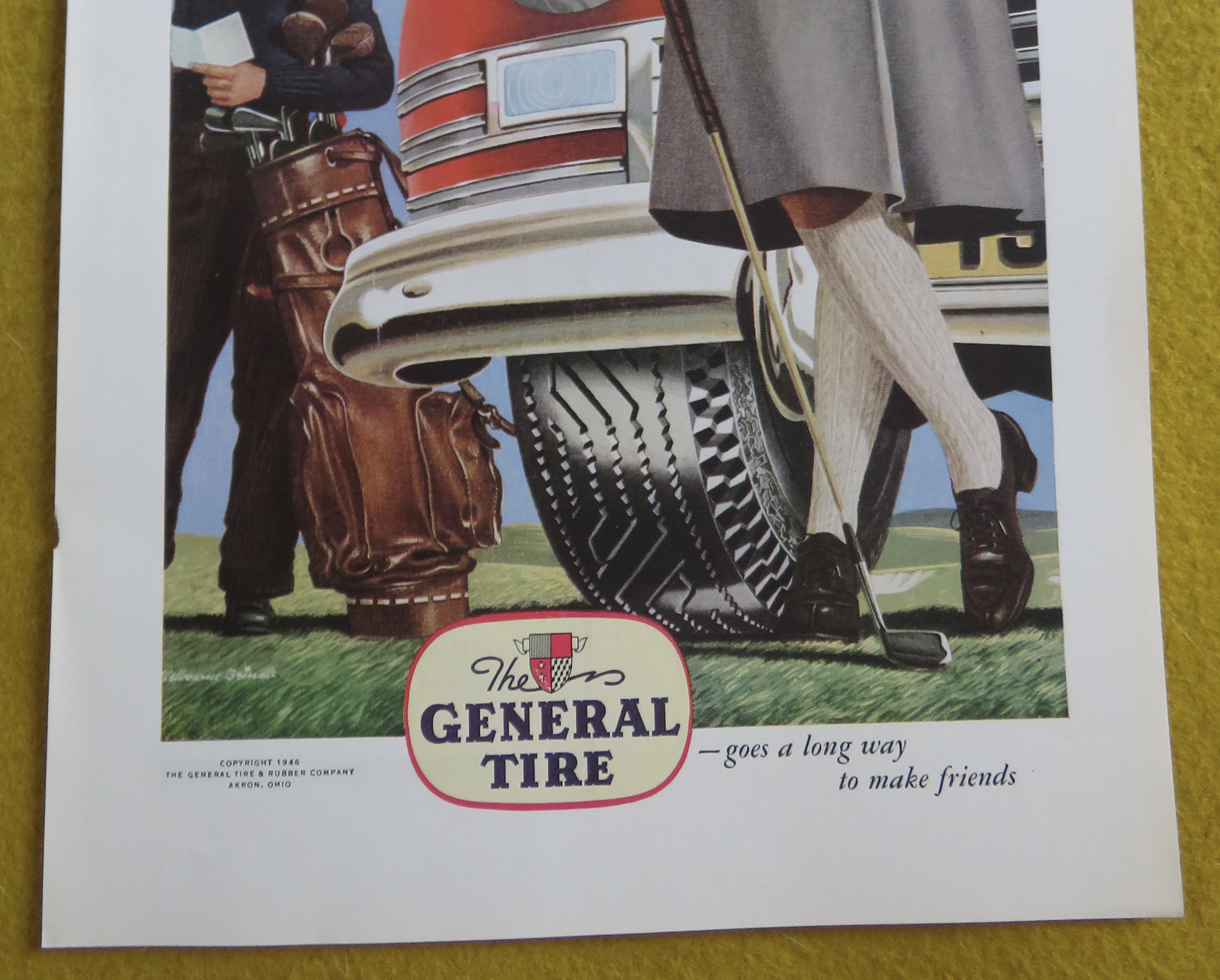 1946 General Tire with Woman Standing With Golf Club