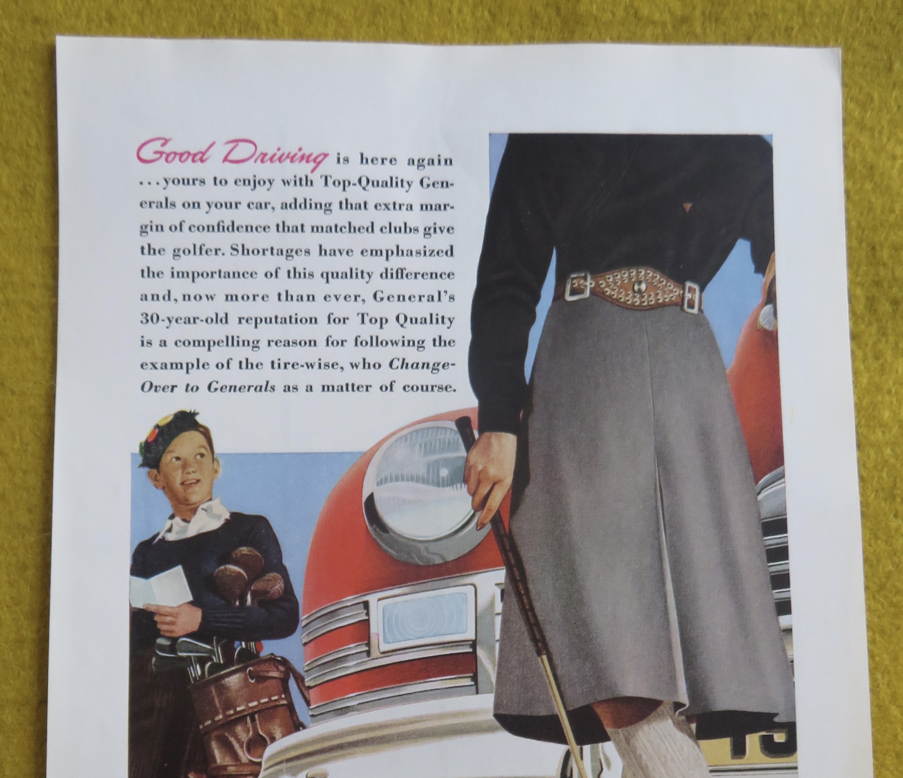 1946 General Tire with Woman Standing With Golf Club
