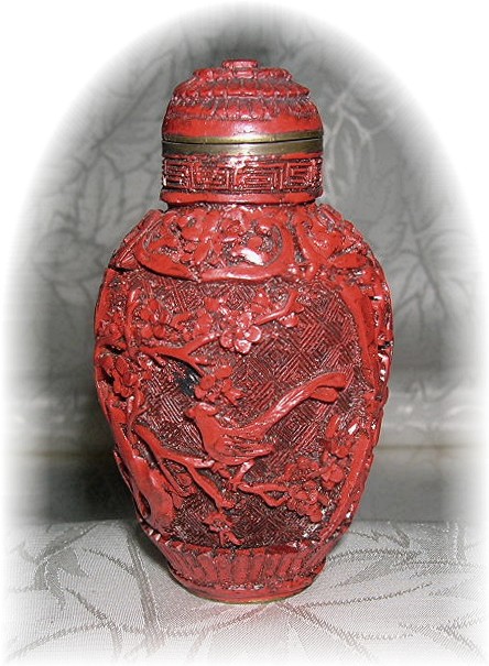 Cinnabar Chinese Snuff Bottle Red Color