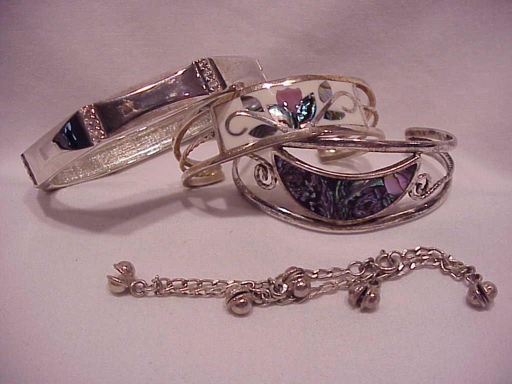 Bracelet Lot  - 1 Sterling Silver, 2 Mexico Alpaca, 1 Rhinestone
