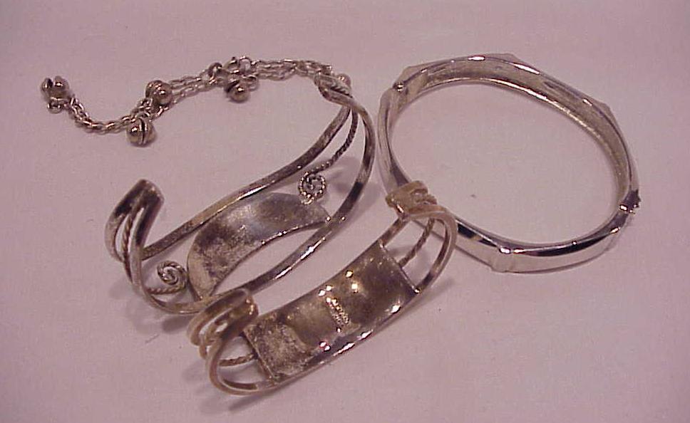 Bracelet Lot  - 1 Sterling Silver, 2 Mexico Alpaca, 1 Rhinestone