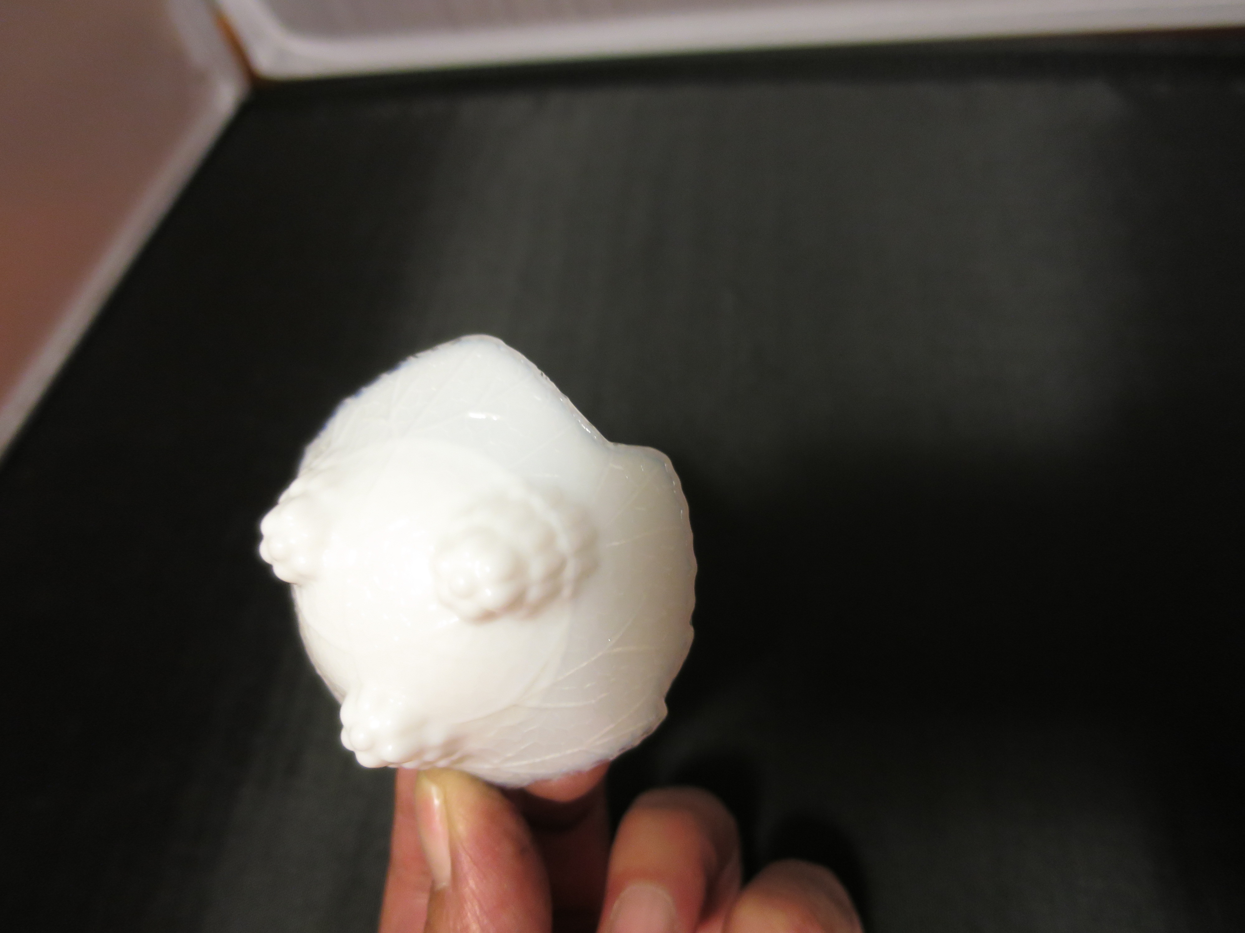 Milk Glass Salt Cellar Grape Leaf Footed
