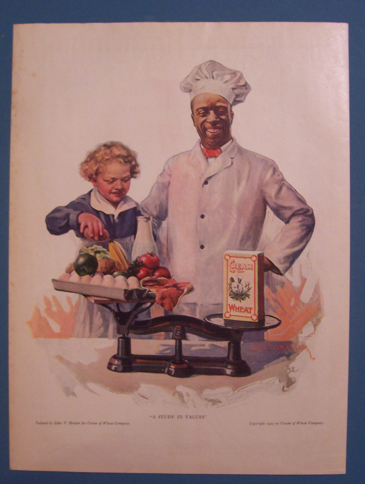 1923 Cream Of Wheat Cereal w/Cream Of Wheat Man & Boy
