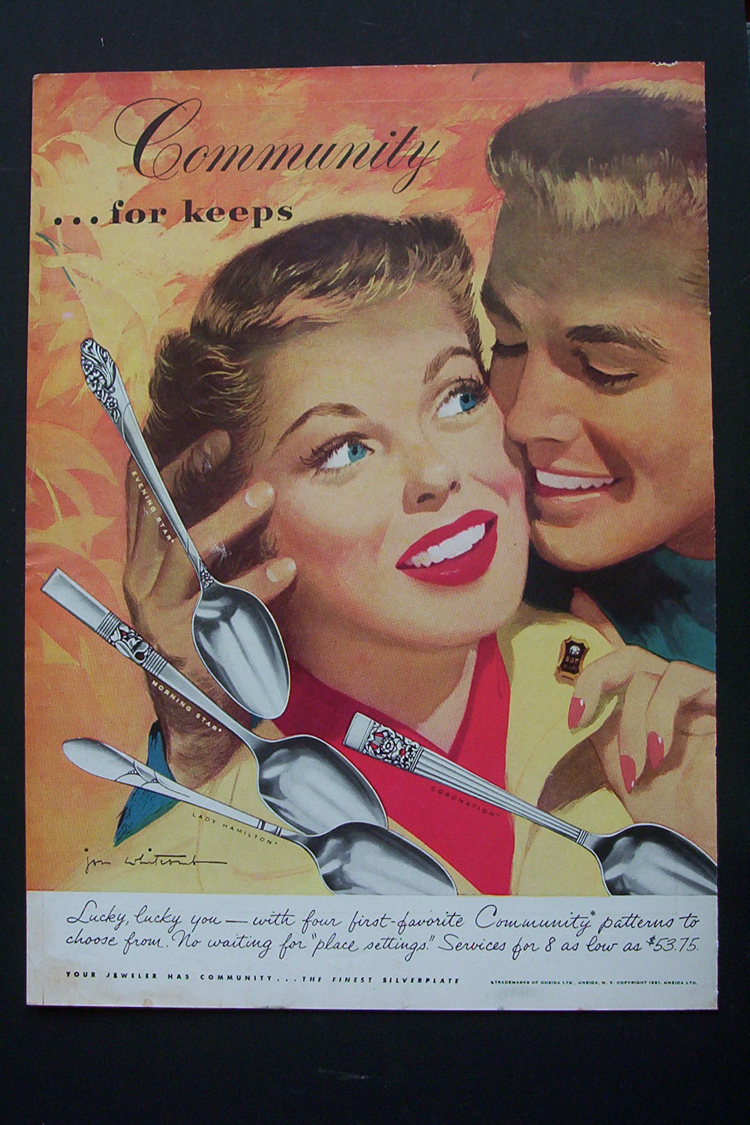 1951 Community Silverplate with Couple & Silverware