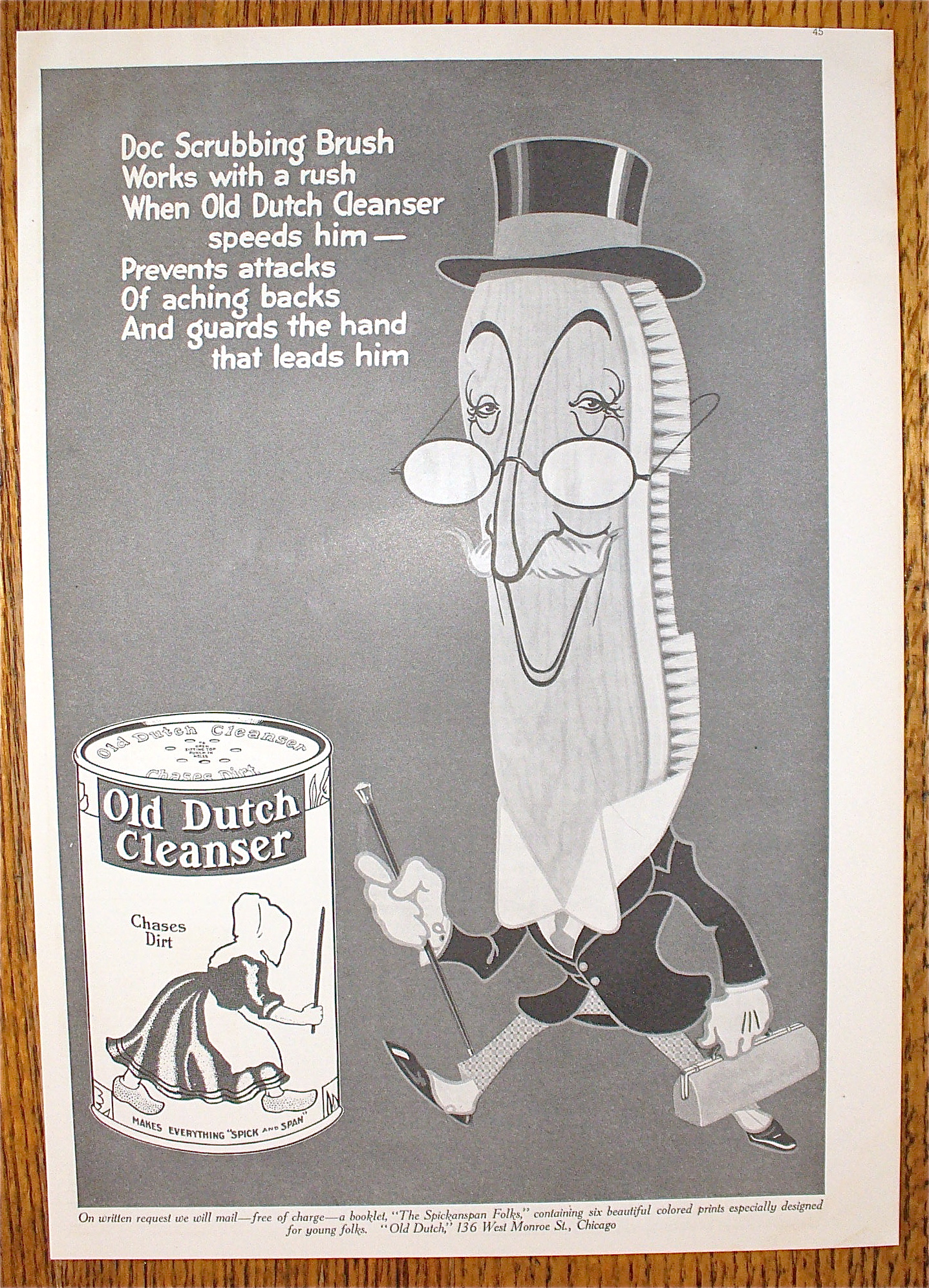 1914 Old Dutch Cleanser with Walking Scrub Brush