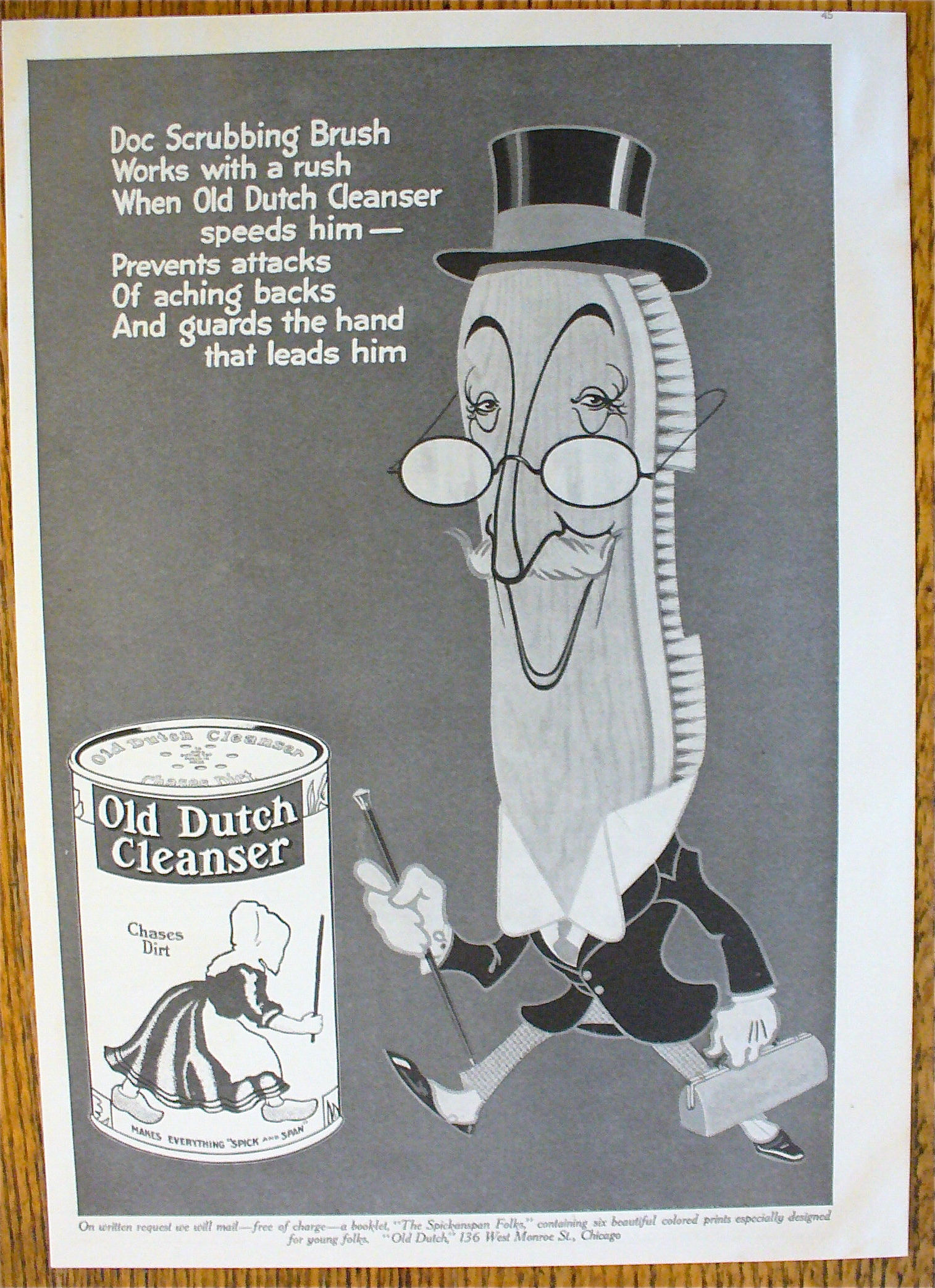 1914 Old Dutch Cleanser with Walking Scrub Brush