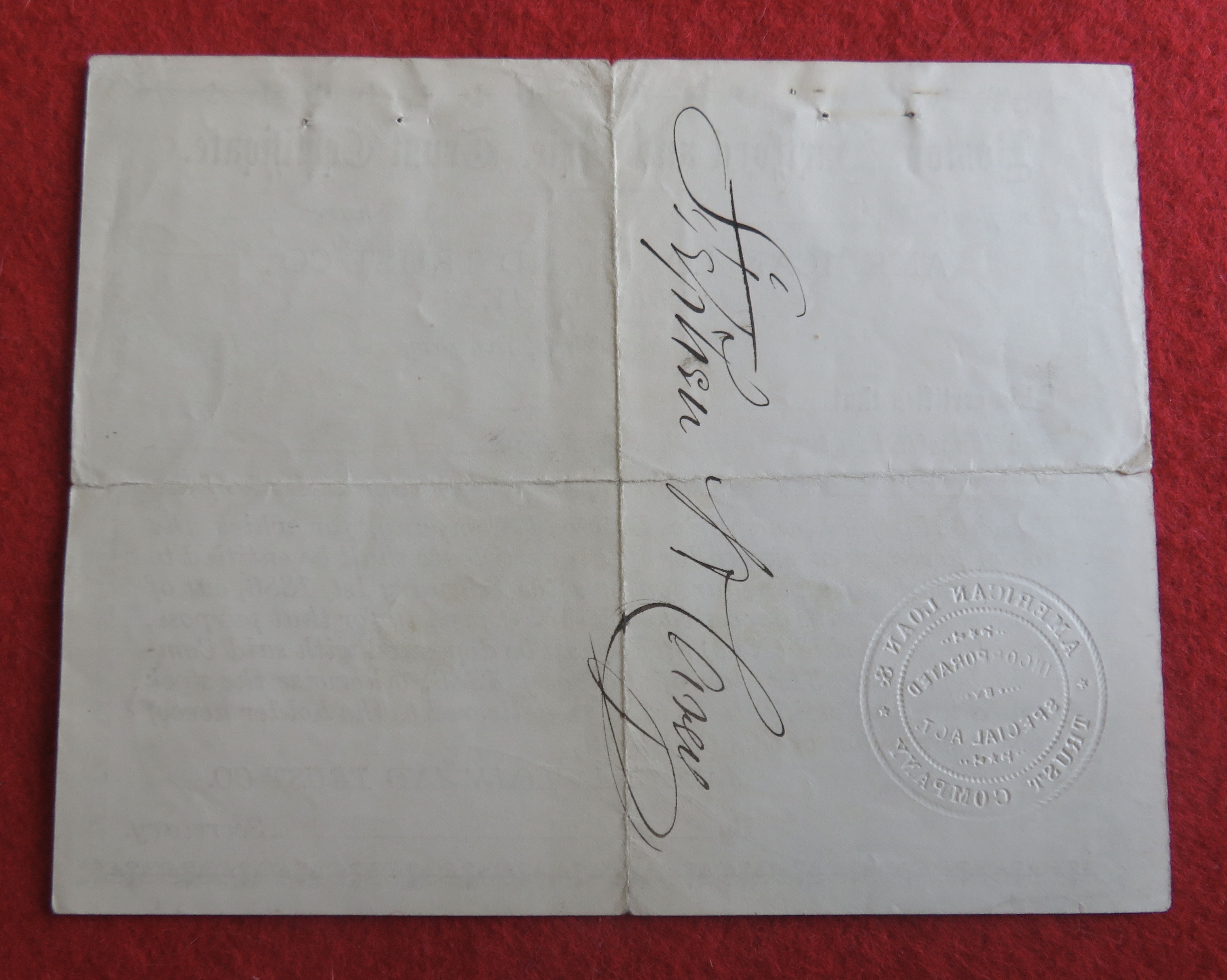 1886 Boston, Hartford & Erie Trust Stock Certificate