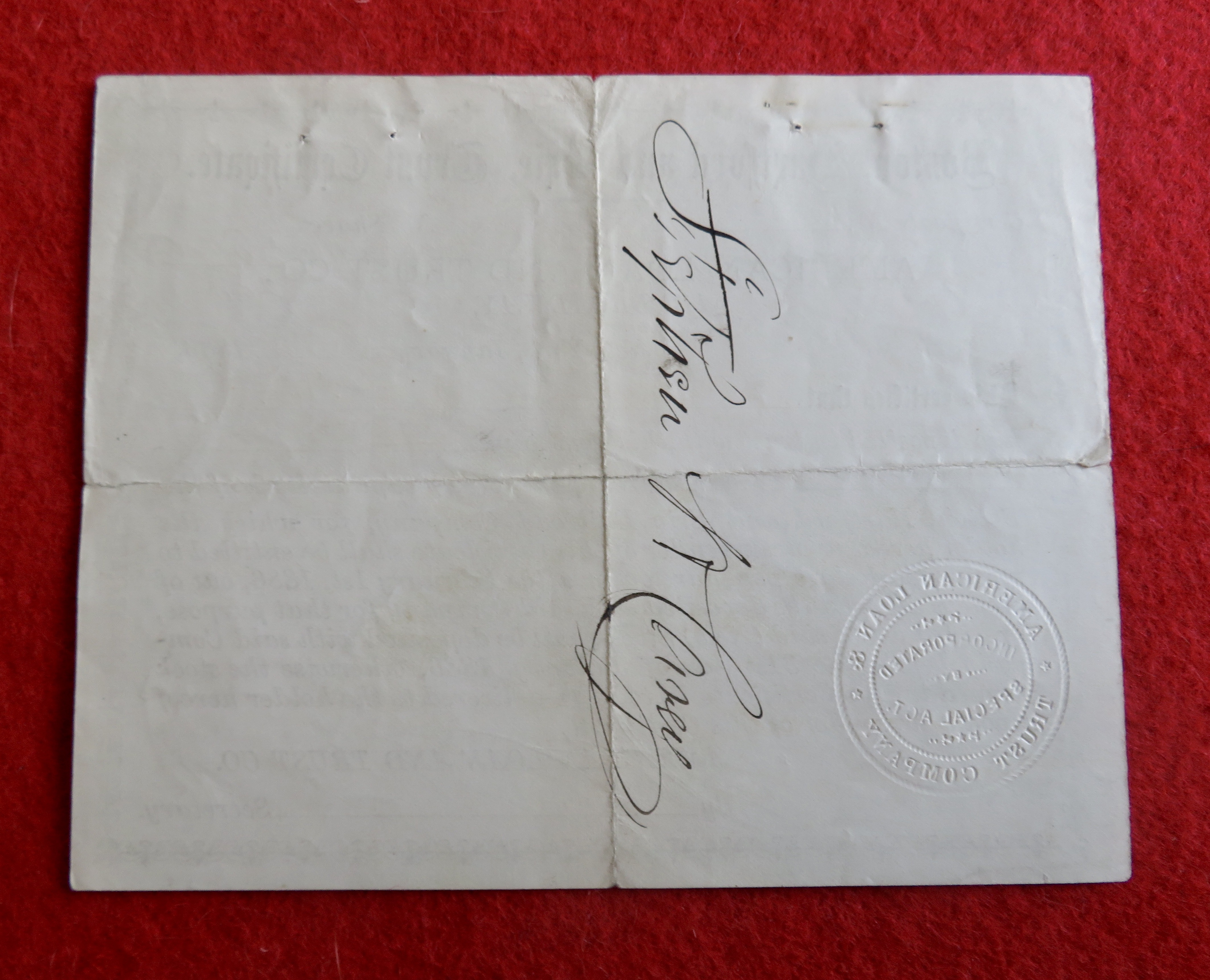 1886 Boston, Hartford & Erie Trust Stock Certificate