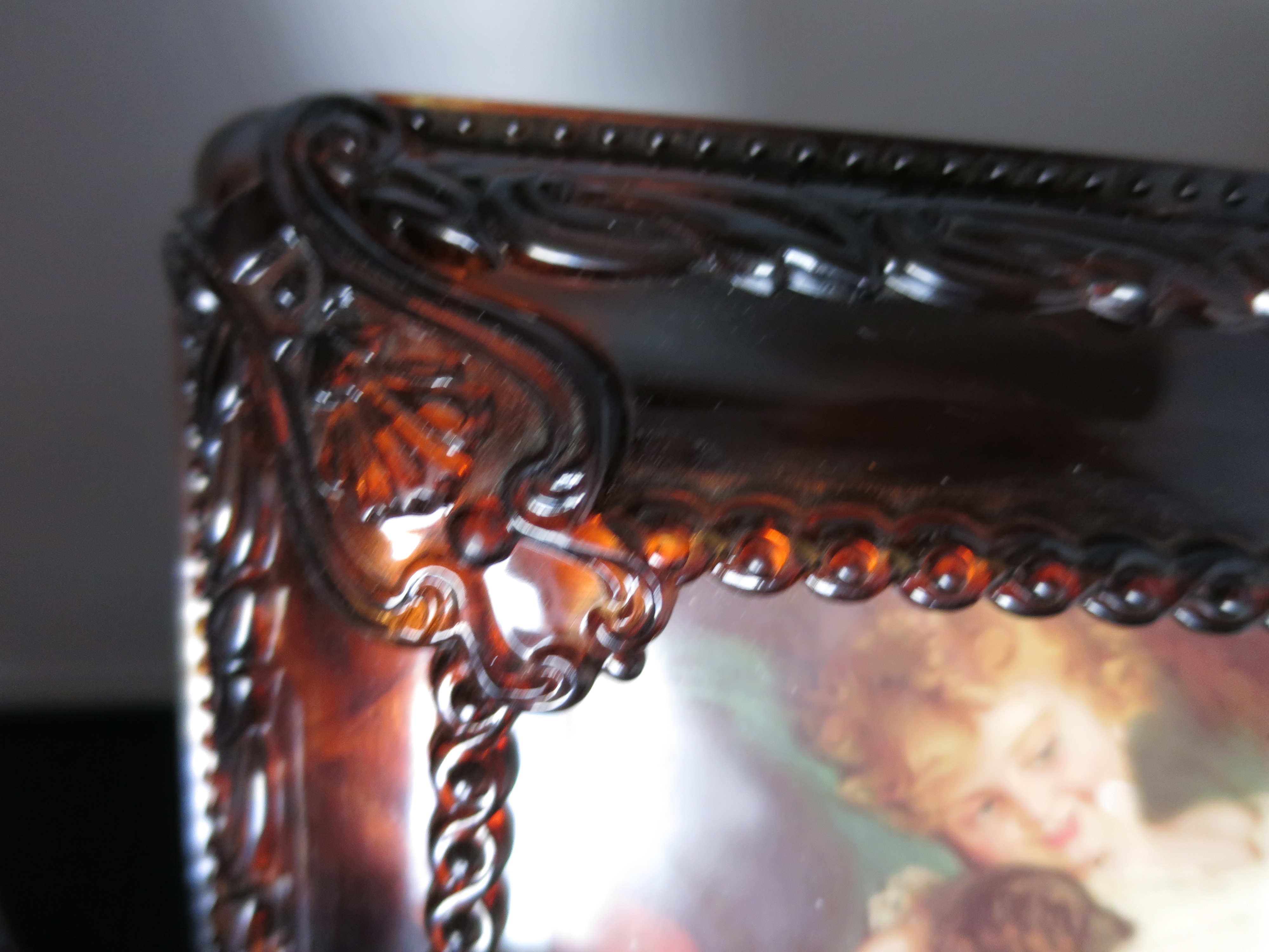 Amber Lucite Shadow Box Picture Frames Pair Two