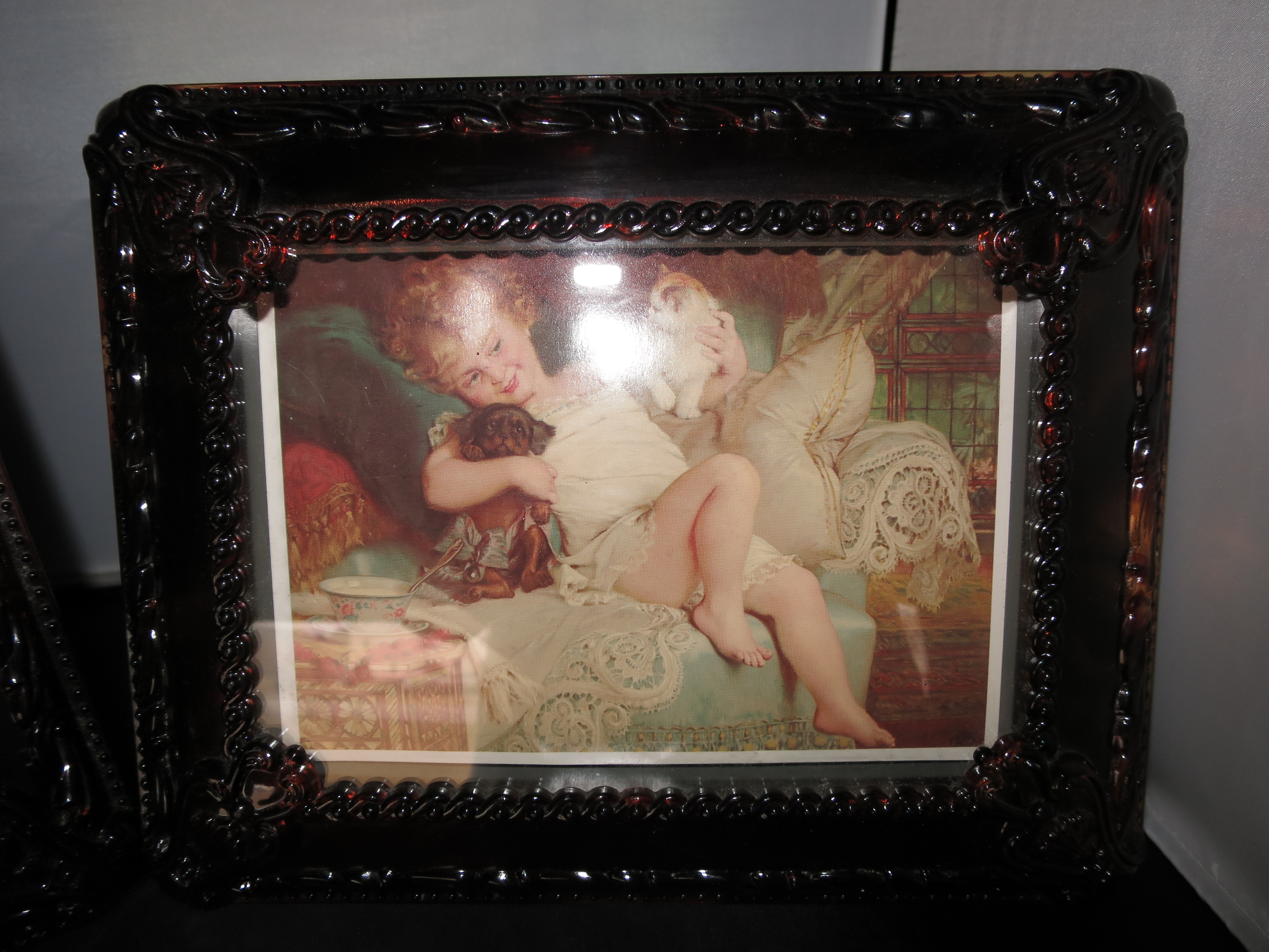 Amber Lucite Shadow Box Picture Frames Pair Two
