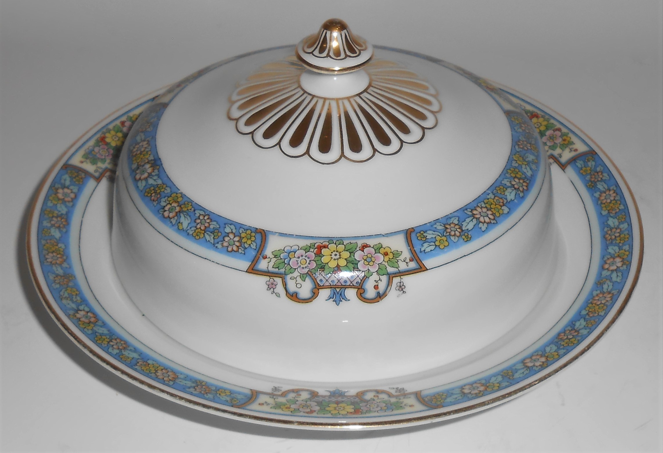 Thomas China Porcelain Trilby Floral w/Gold Blue Butter