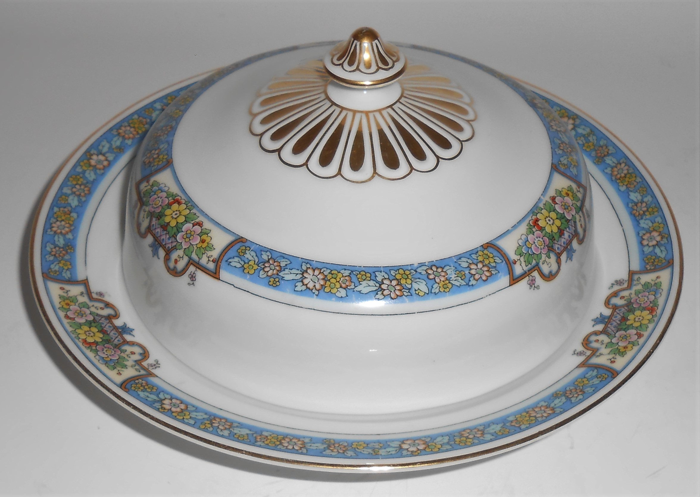 Thomas China Porcelain Trilby Floral w/Gold Blue Butter