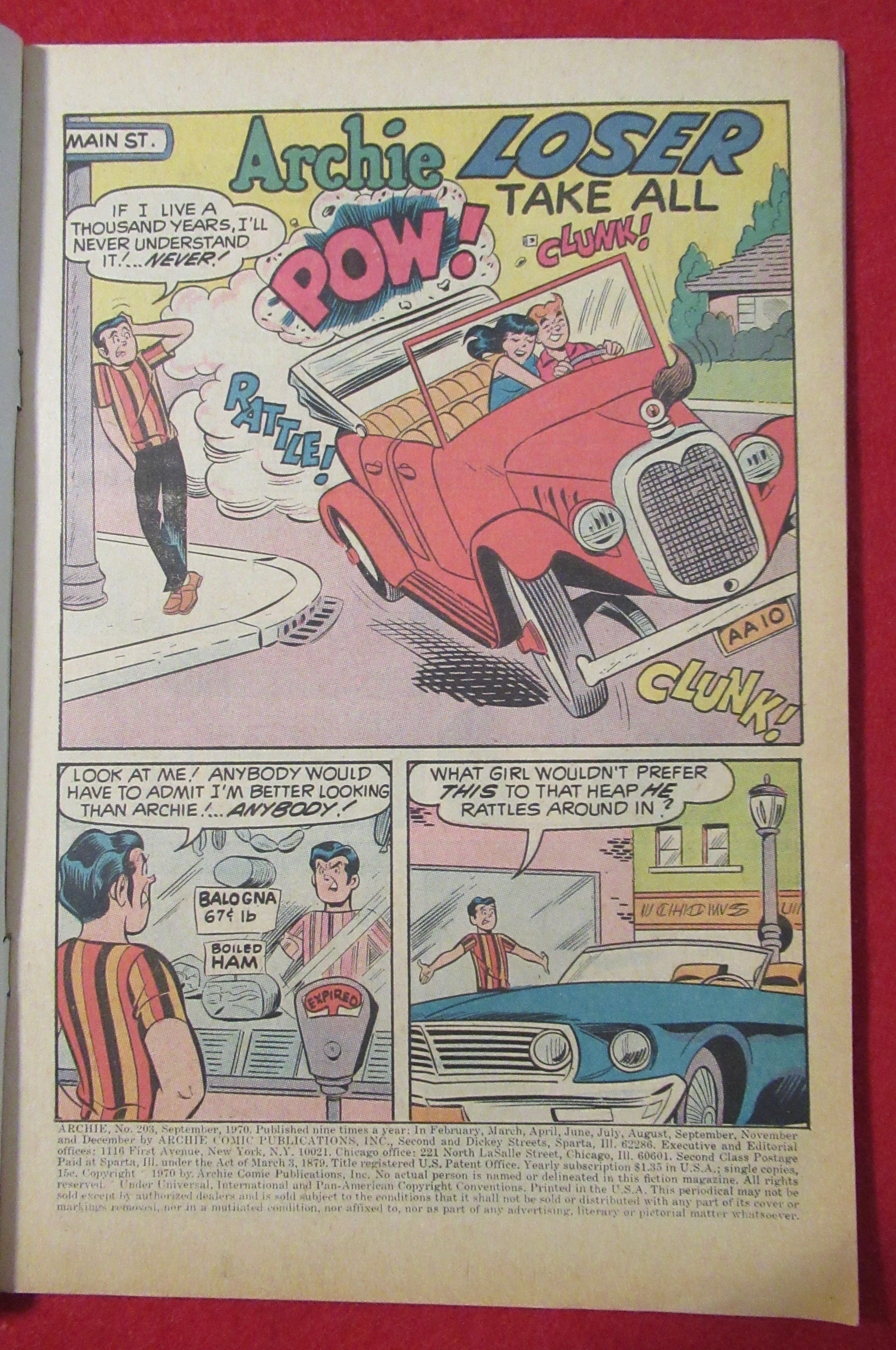 Archie Comic September 1970 Loser Take All