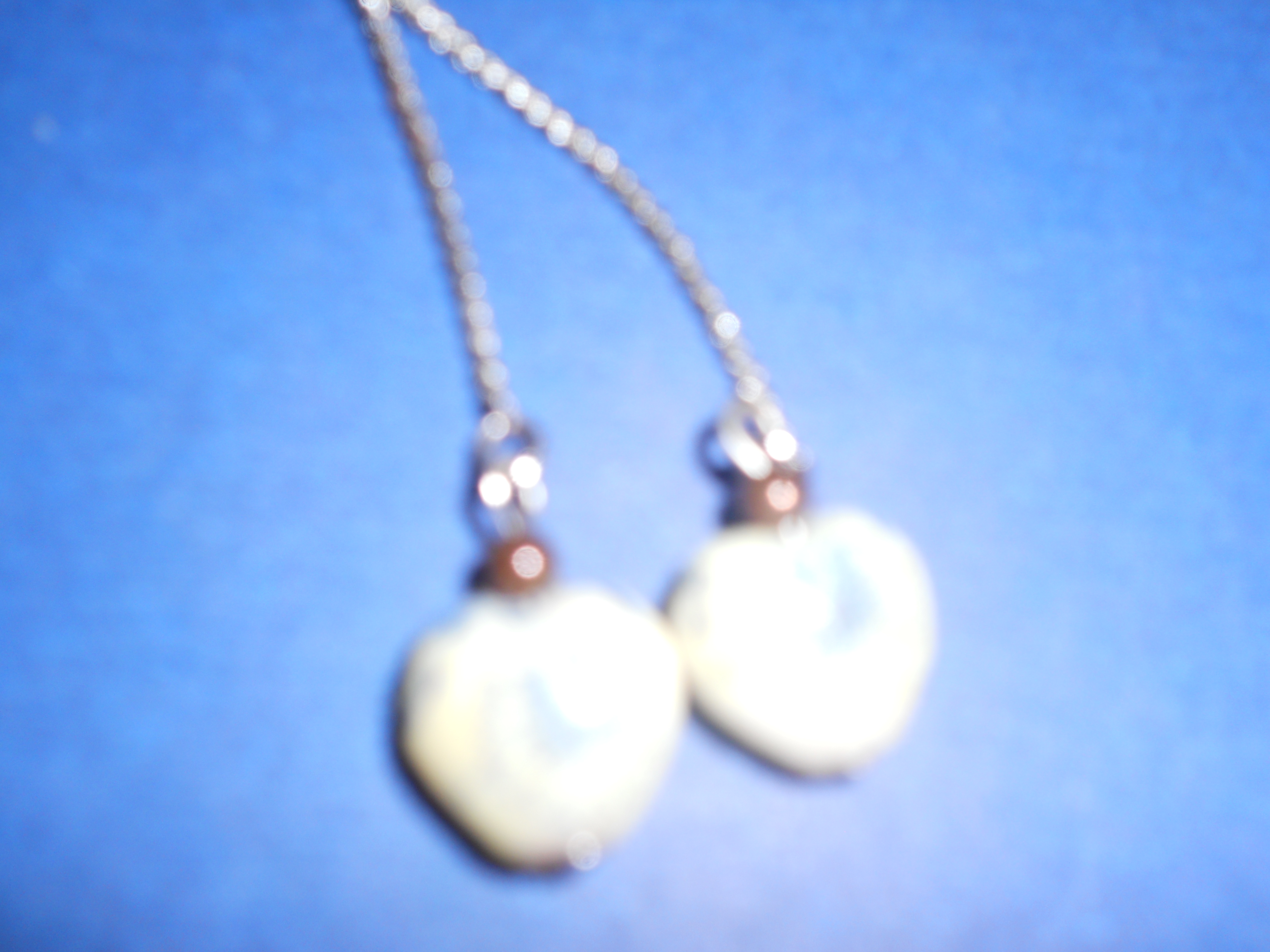 Blue Heart Necklace Silver Chain 17 inch