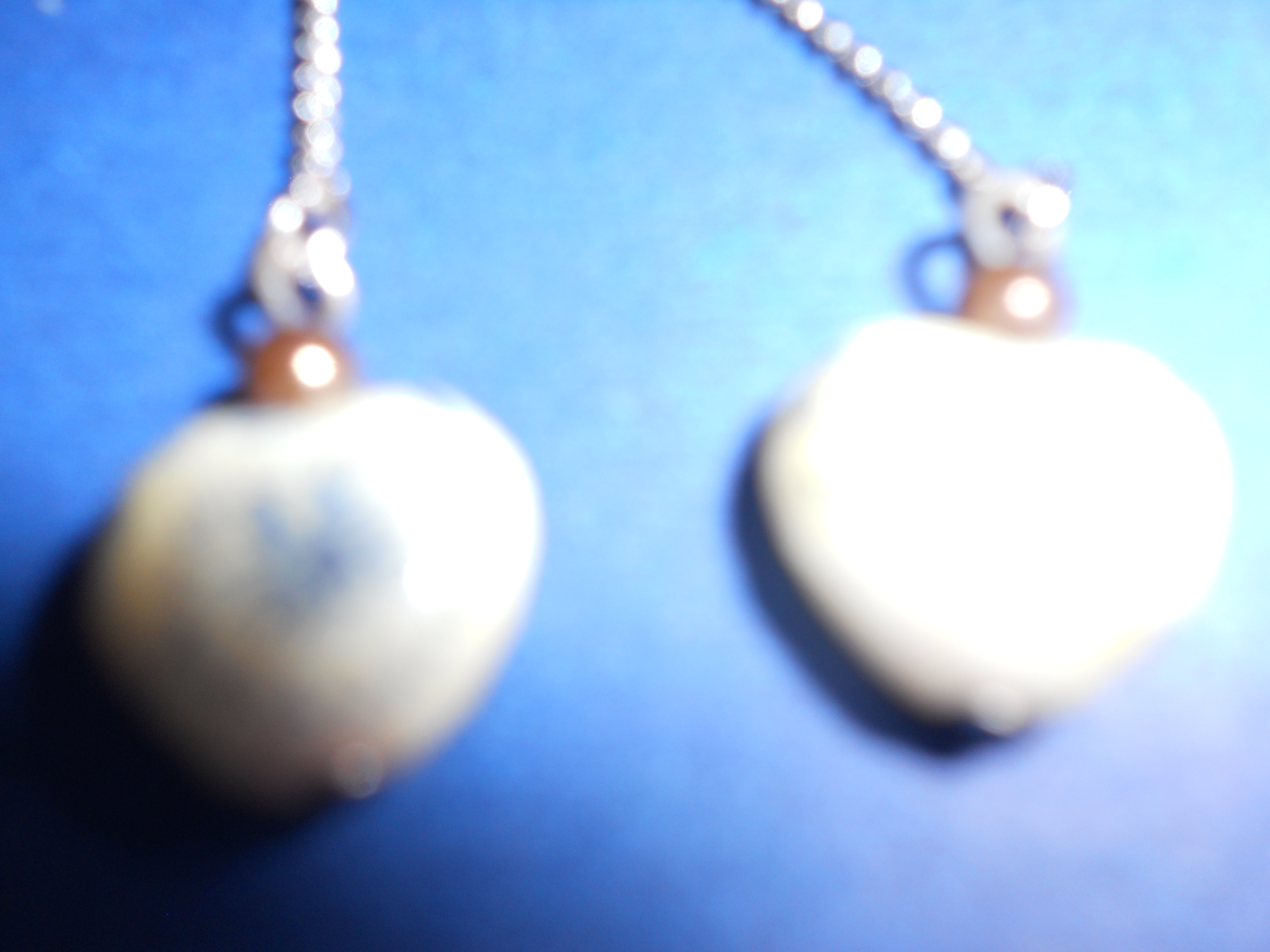 Blue Heart Necklace Silver Chain 17 inch