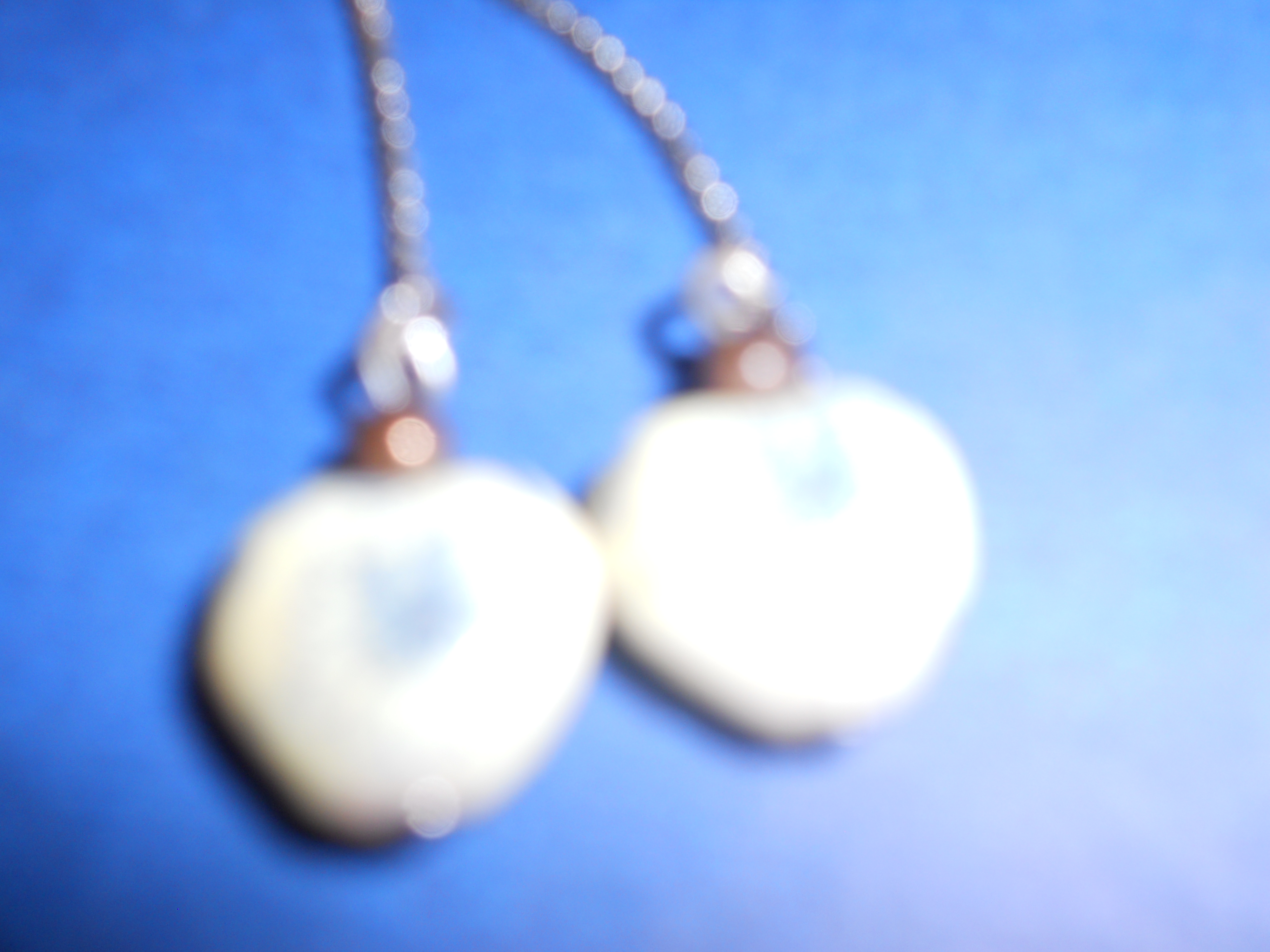 Blue Heart Necklace Silver Chain 17 inch