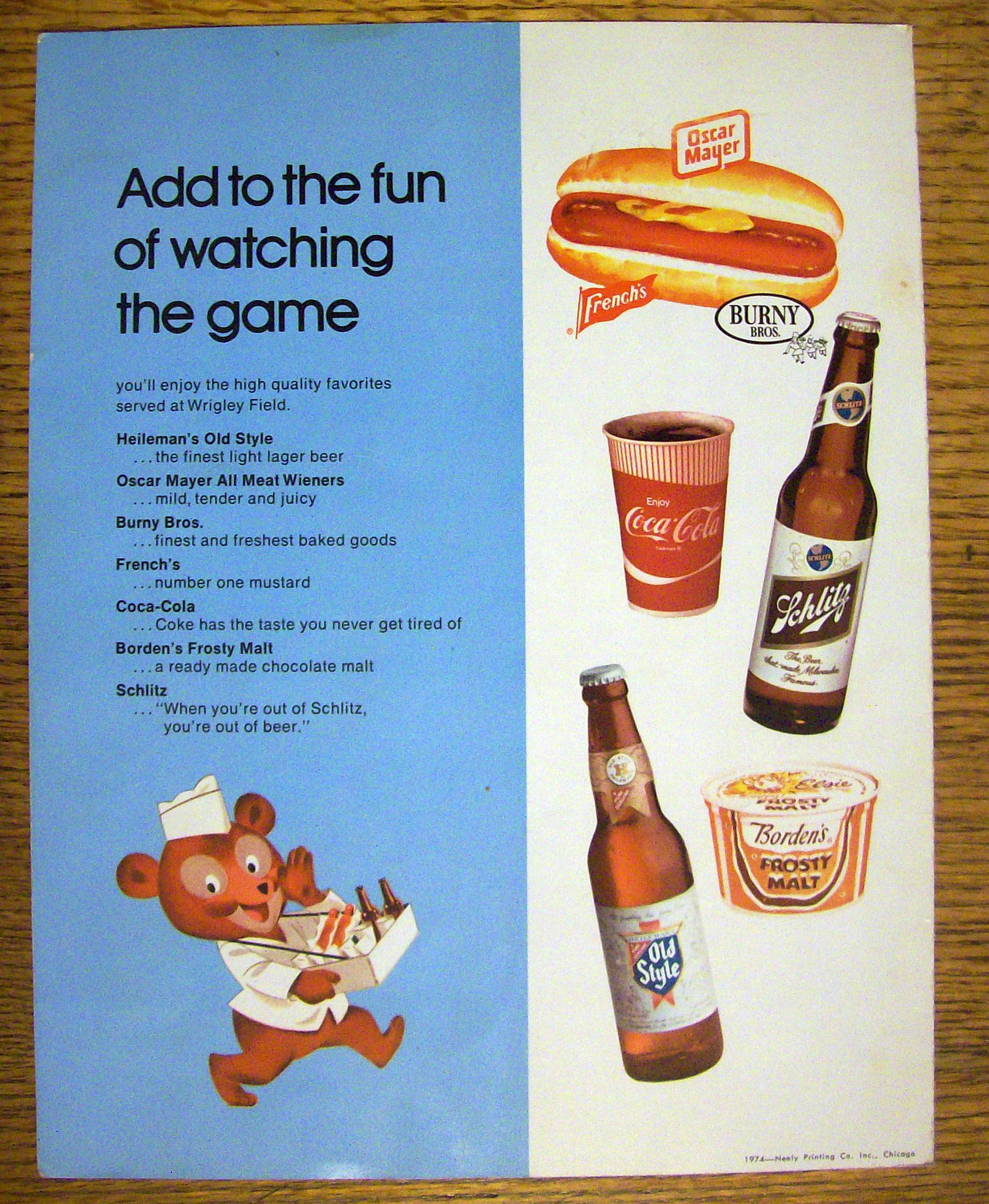 Chicago Cubs vs. Montreal Expos Scorecard April 1974