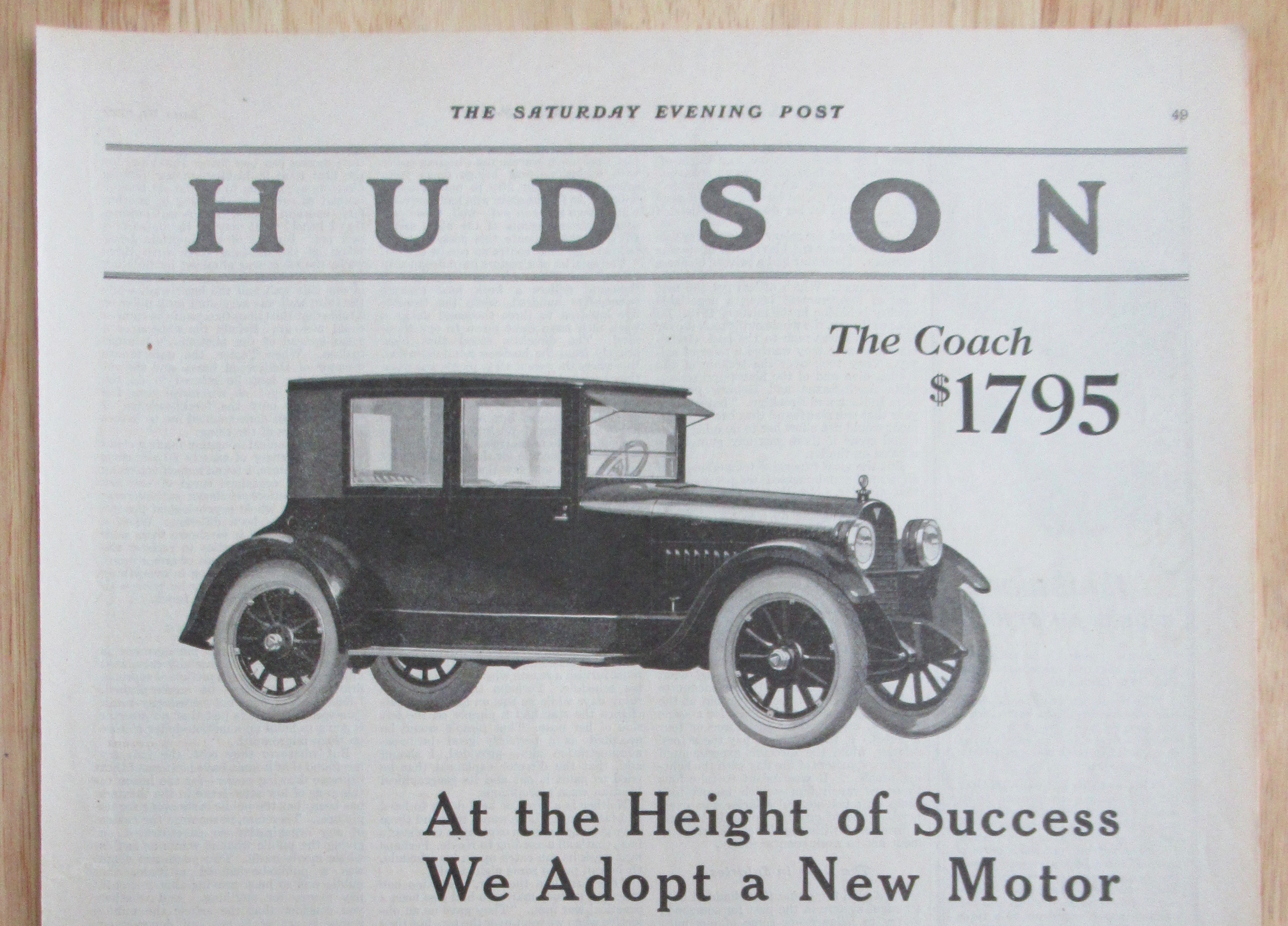 1922 Hudson Automobile with The Coach
