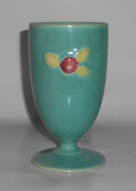 VINTAGE Coors Pottery Rosebud Rare GREEN Footed Tumbler