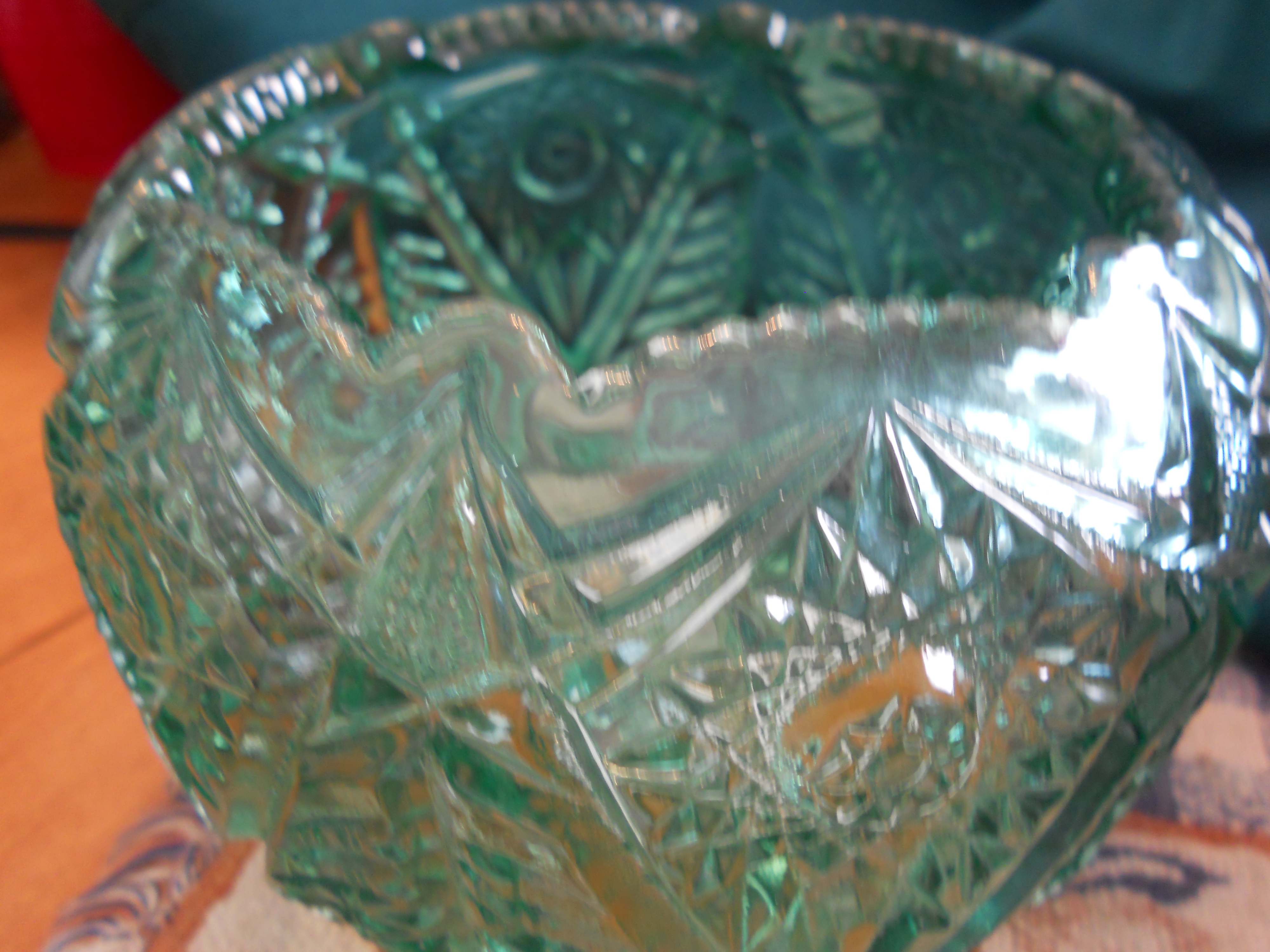 Fenton Glass Rose Bowl Candle Holder Green