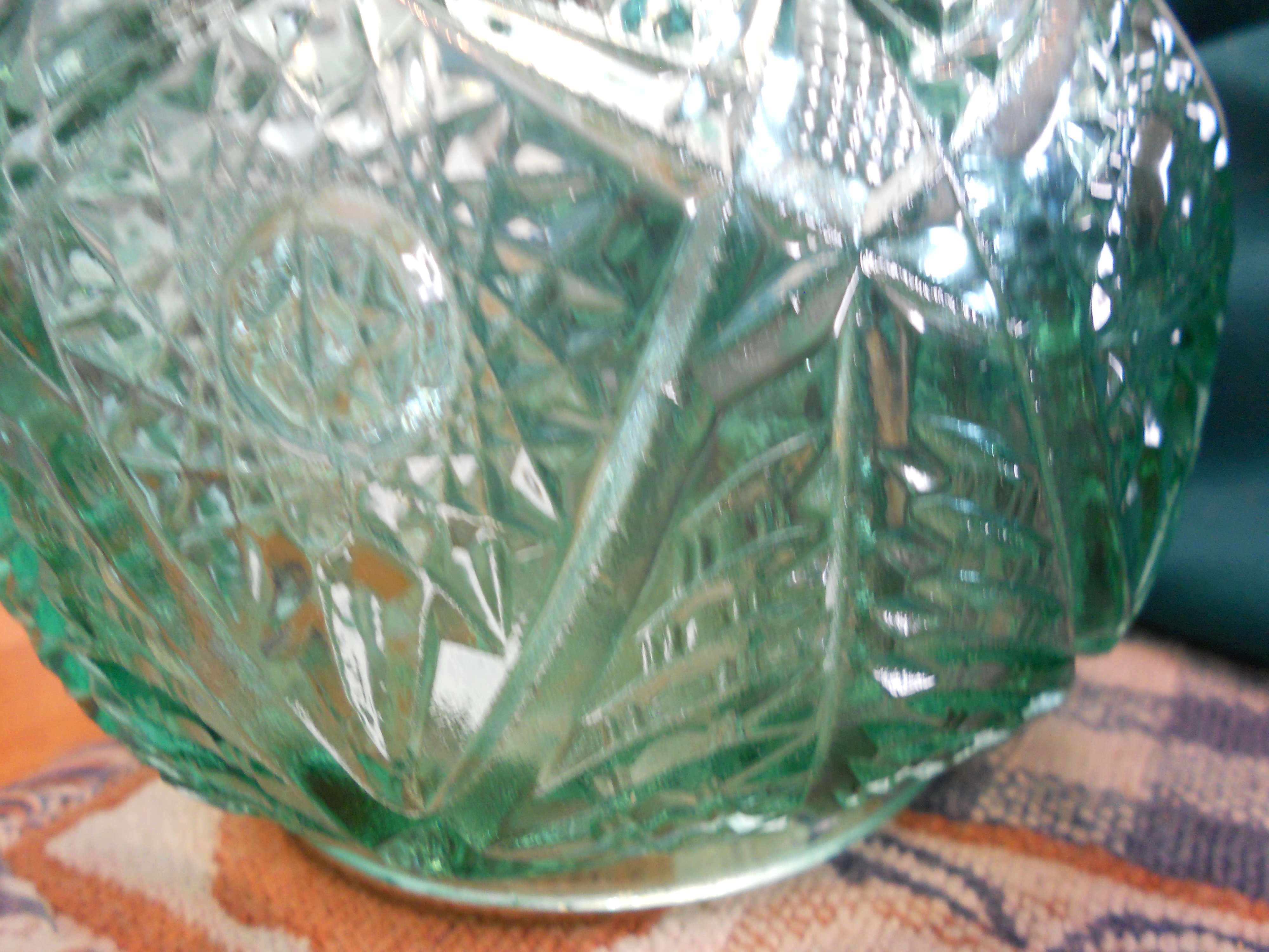 Fenton Glass Rose Bowl Candle Holder Green