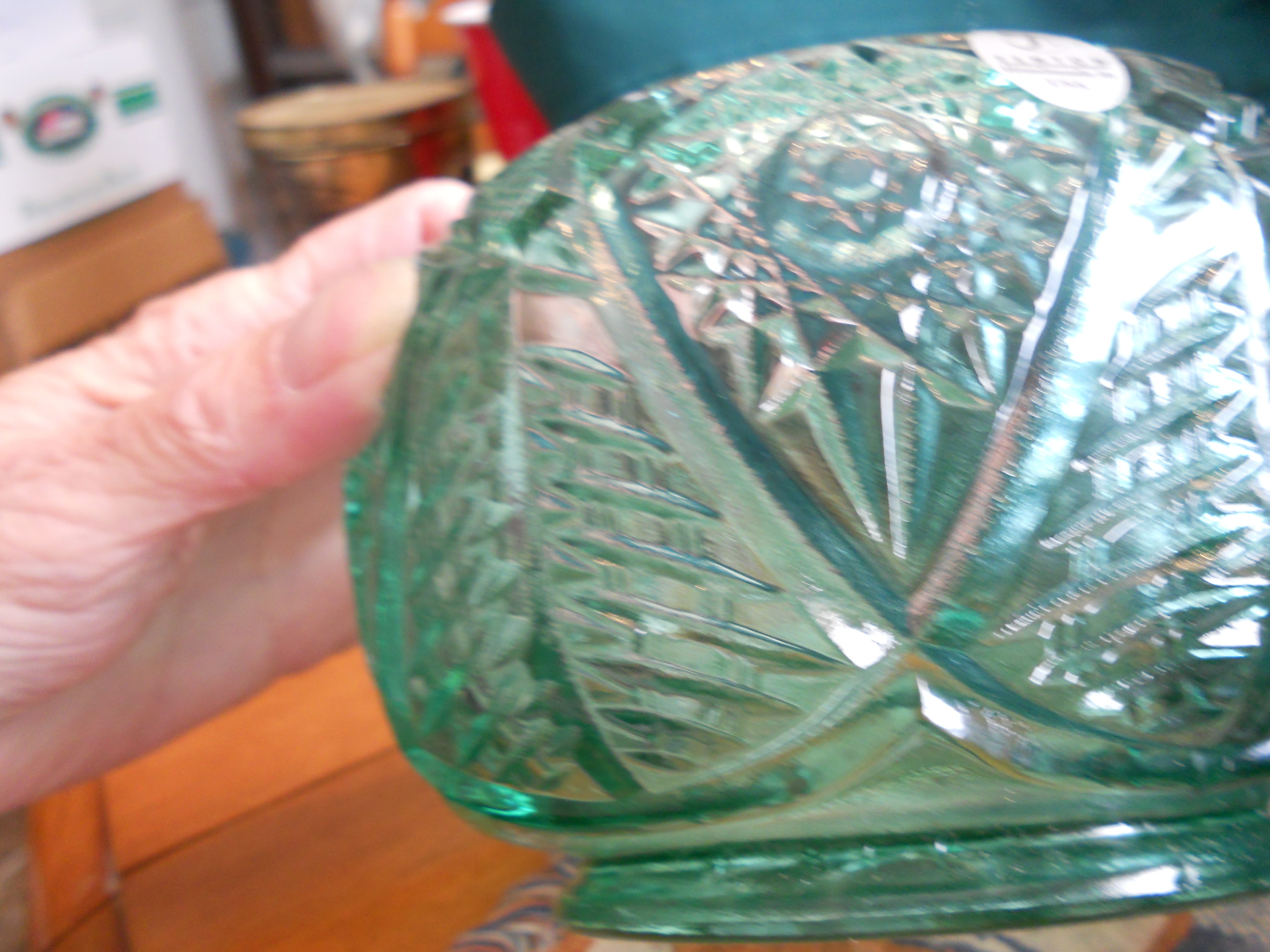 Fenton Glass Rose Bowl Candle Holder Green