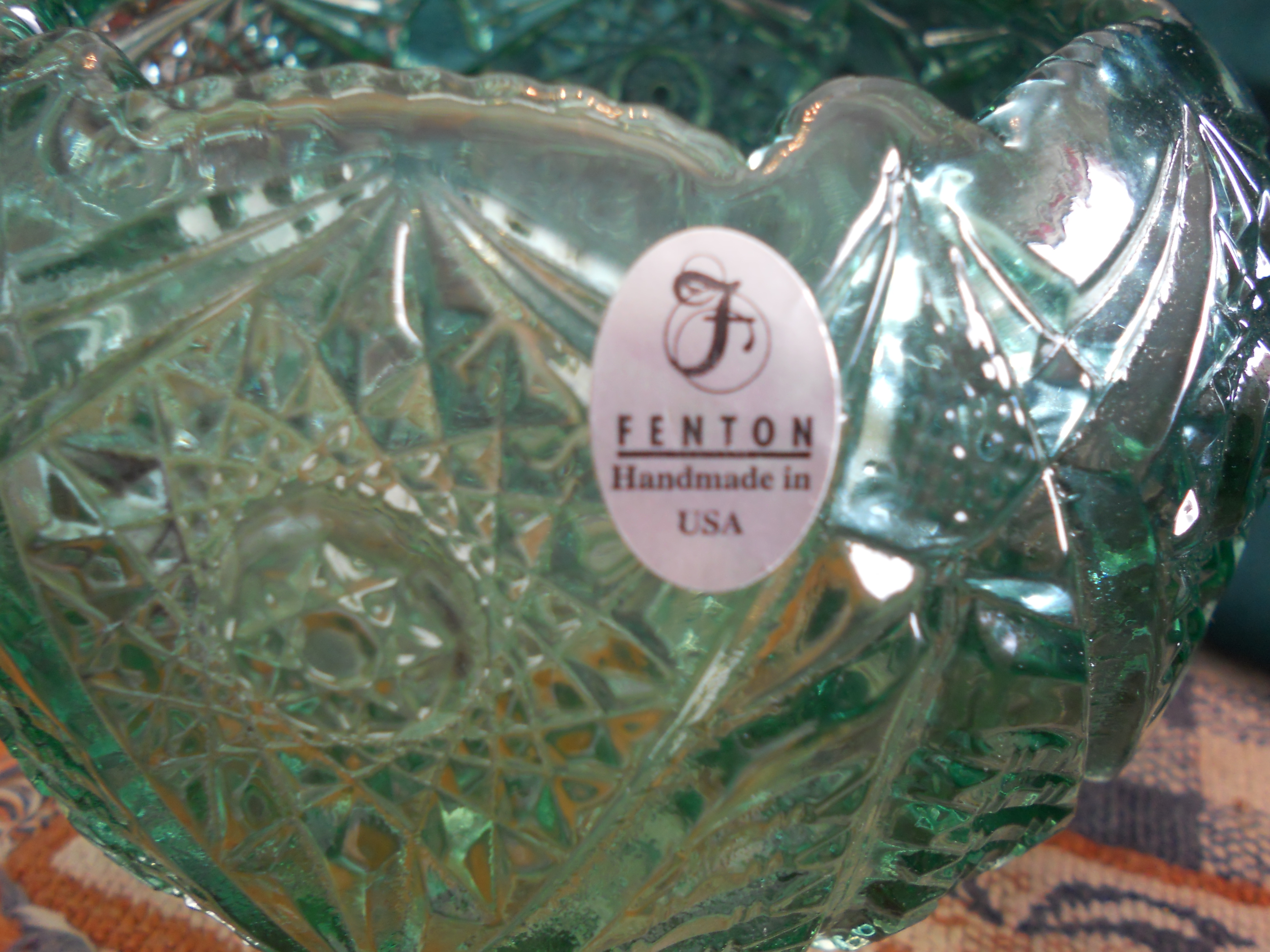 Fenton Glass Rose Bowl Candle Holder Green