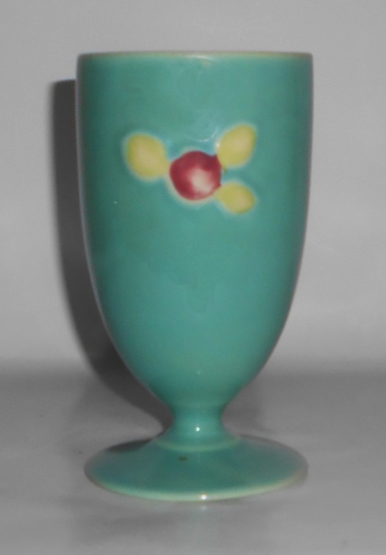 VINTAGE Coors Pottery Rosebud Rare GREEN Footed Tumbler