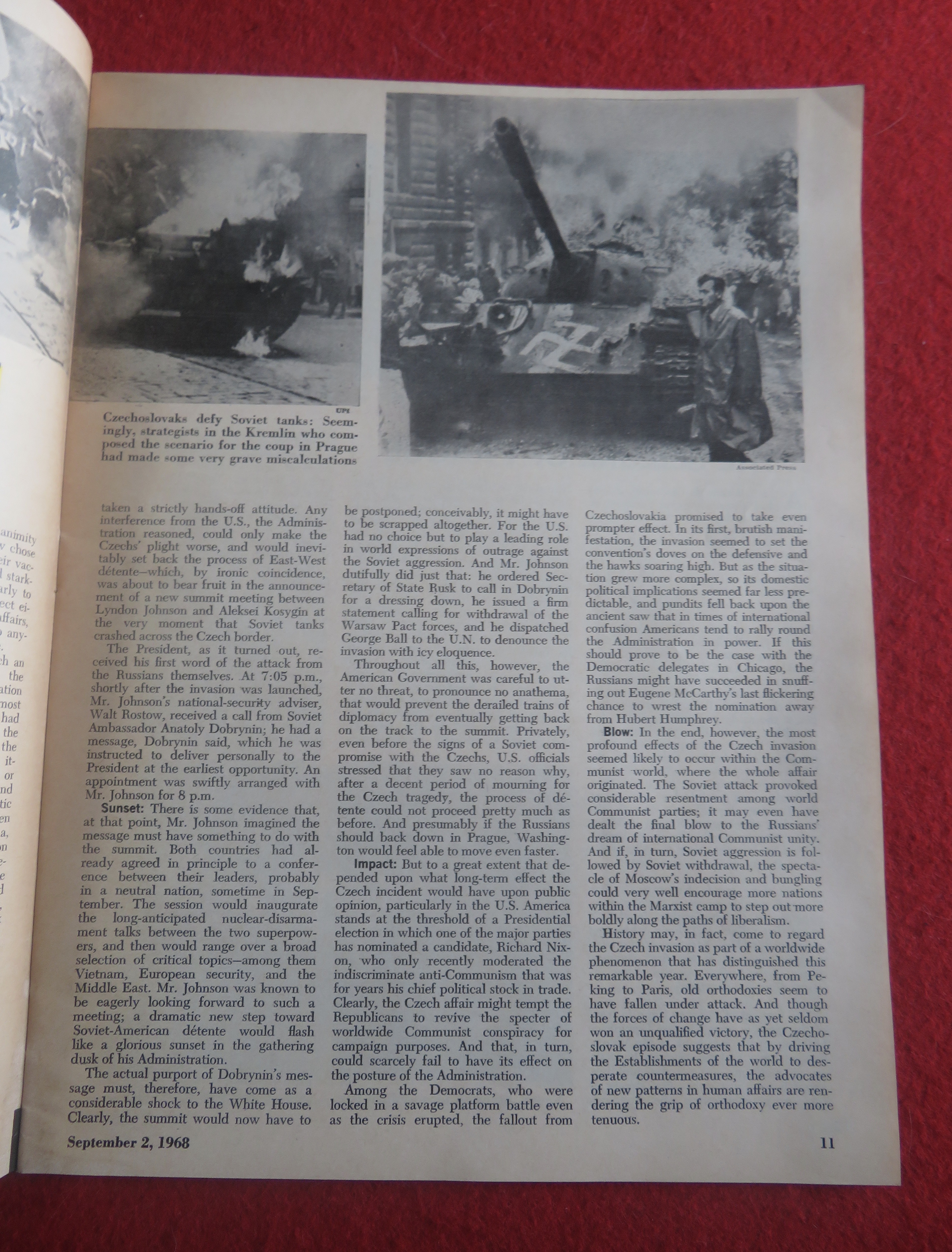 Newsweek Magazine September 2, 1968 The Czech Crisis