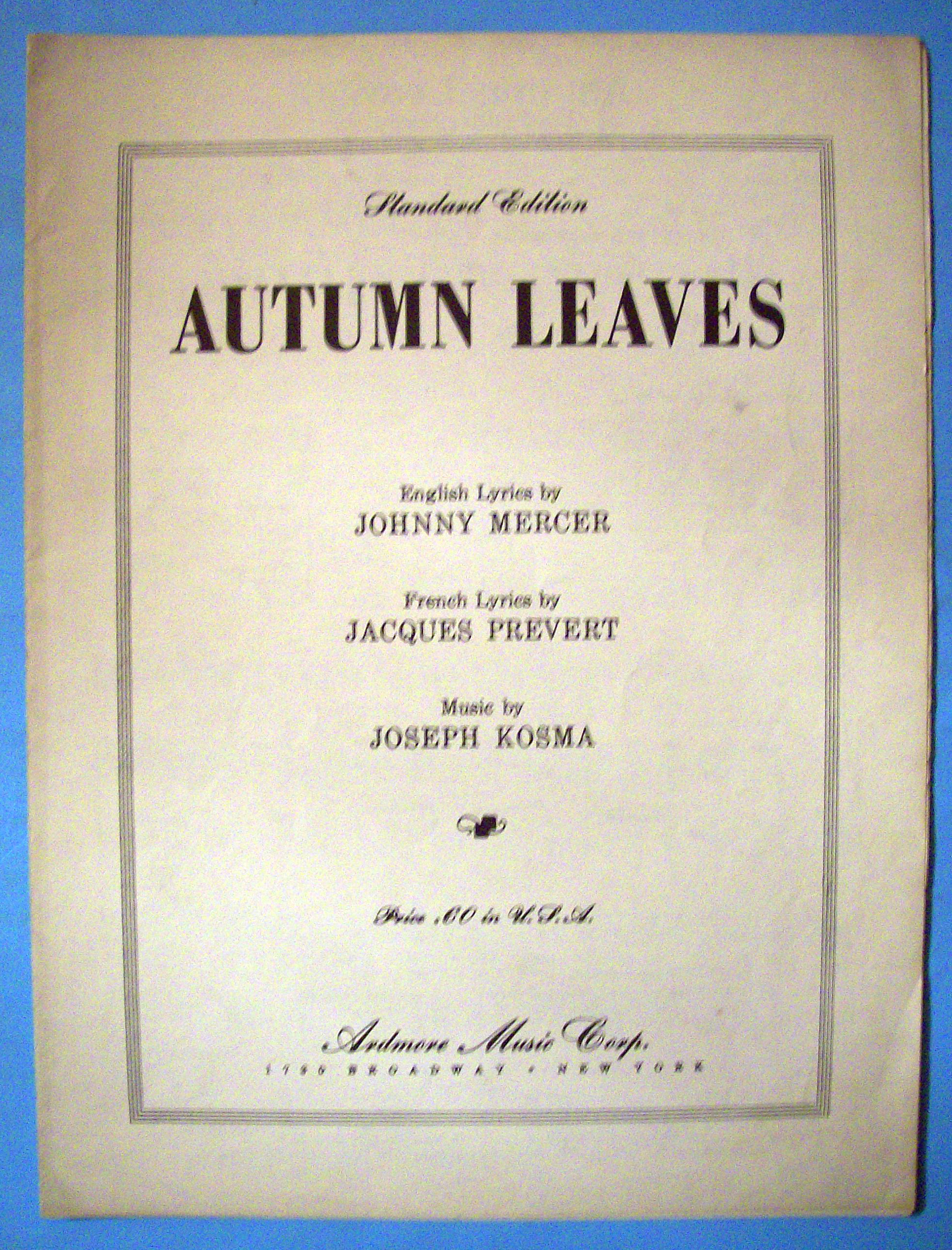 Sheet Music For 1950 Autumn Leaves
