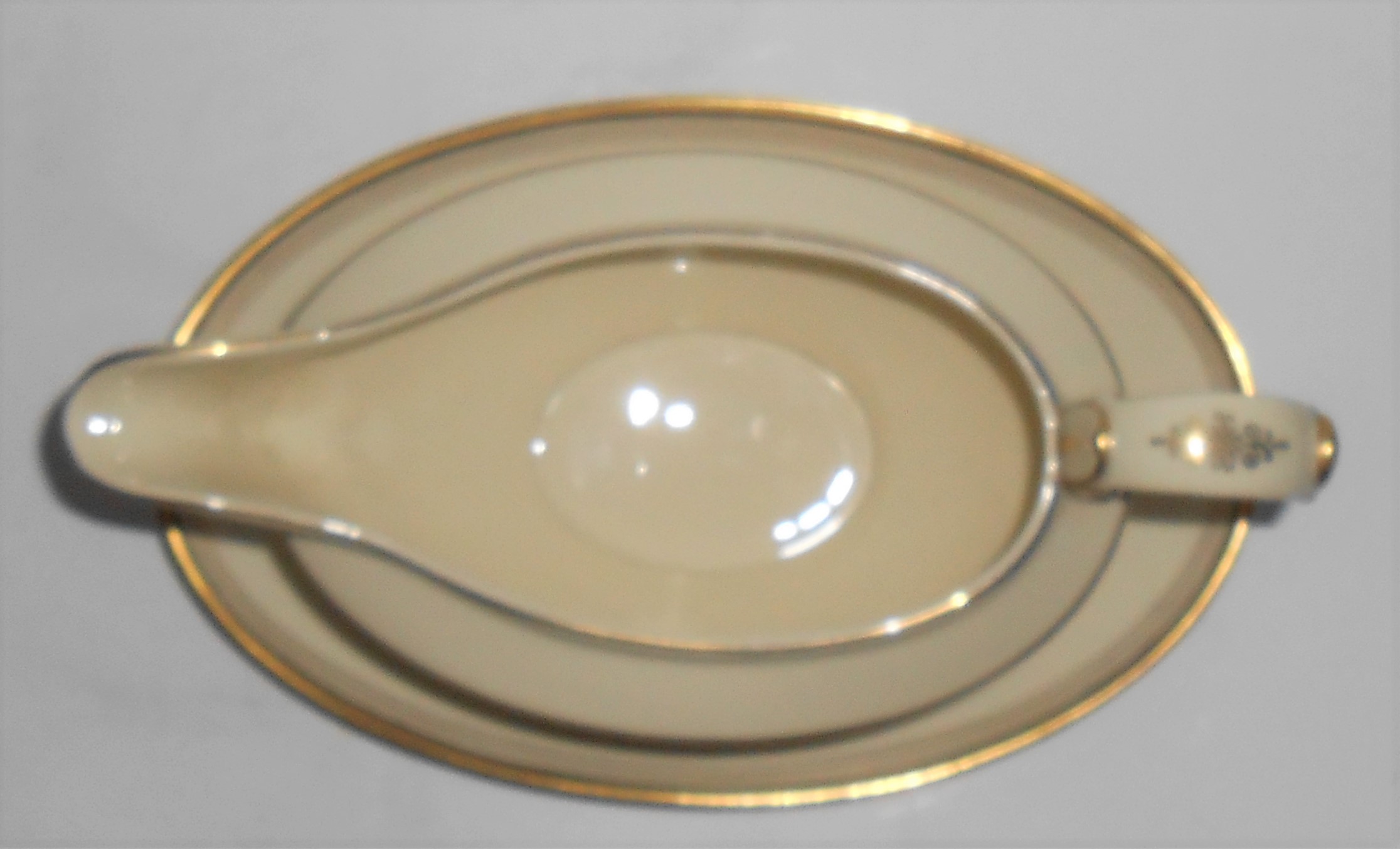 Eschenbach China Porcelain Black/Gold Bands Gravy Bowl
