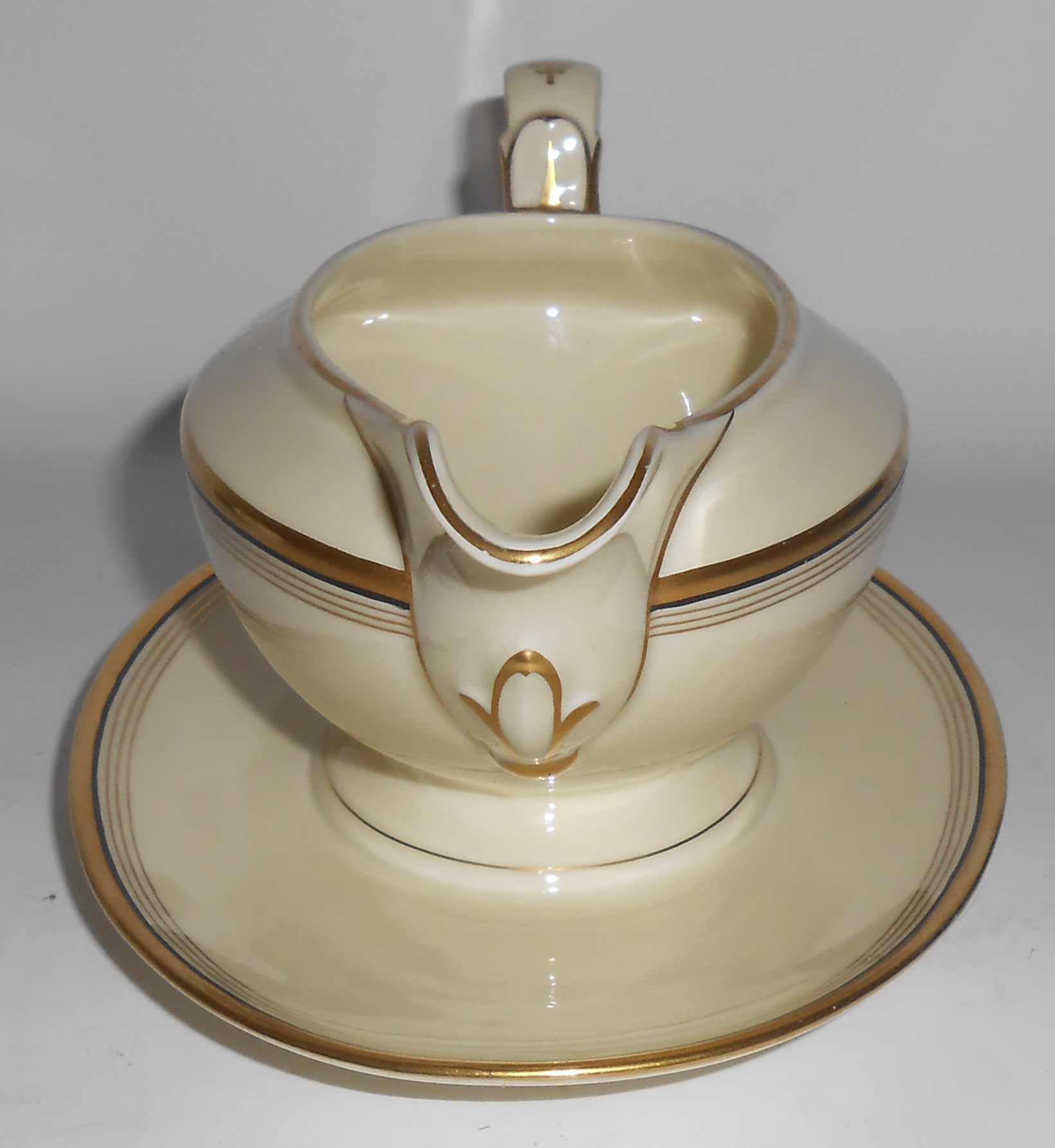 Eschenbach China Porcelain Black/Gold Bands Gravy Bowl
