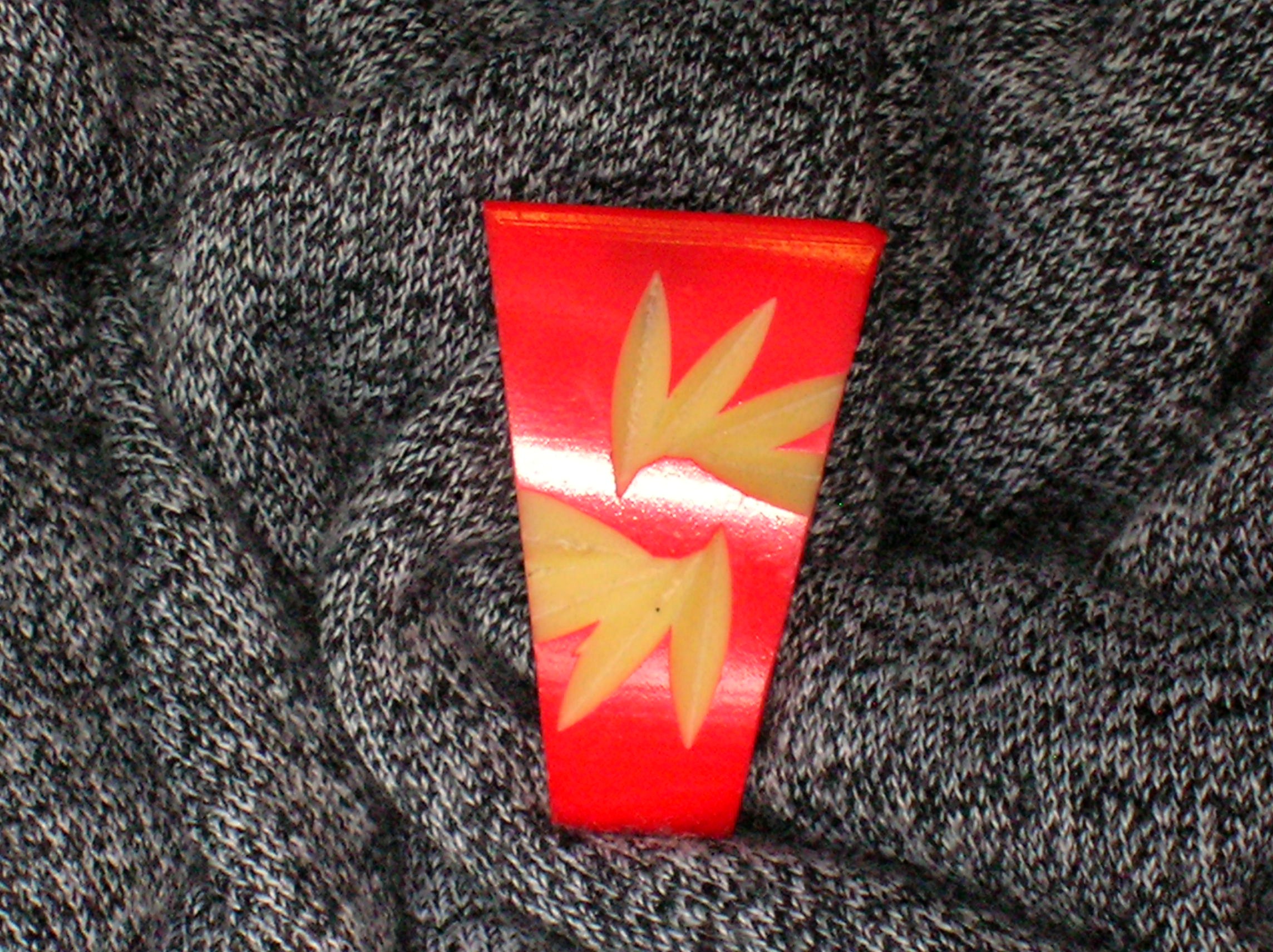 Dress Clip Vintage Red & Cream Plastic