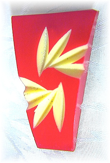 Dress Clip Vintage Red & Cream Plastic