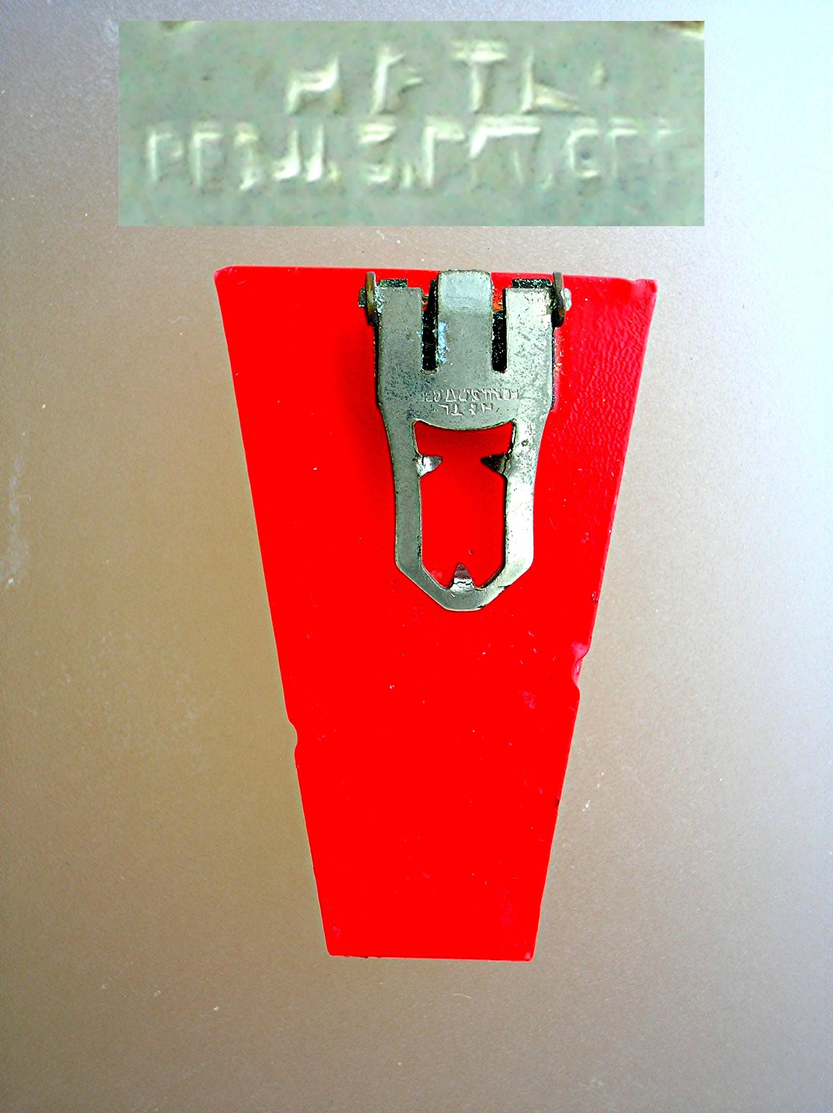 Dress Clip Vintage Red & Cream Plastic