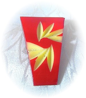 Dress Clip Vintage Red & Cream Plastic