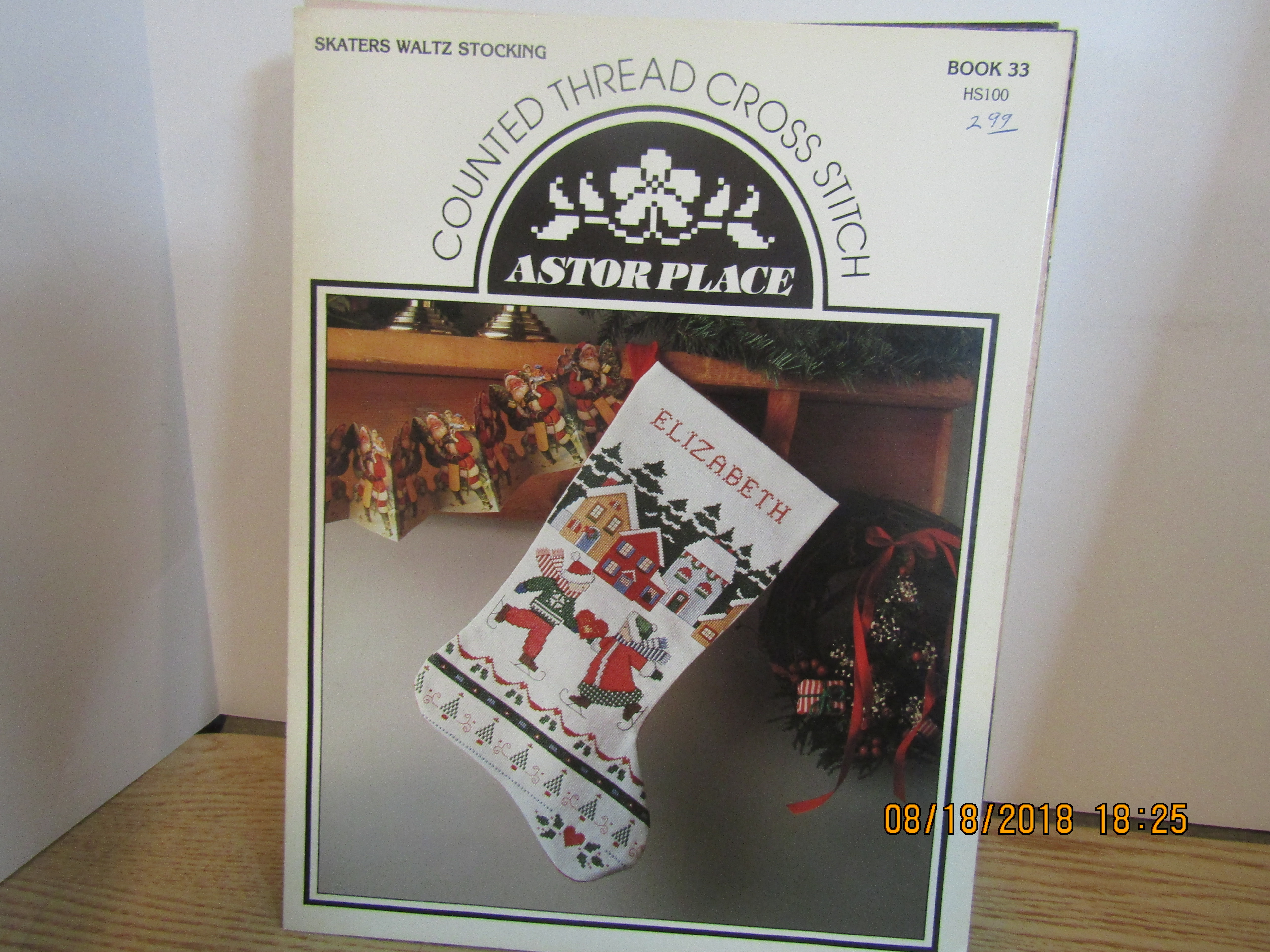 Astor Place Cross Stitch Skaters Waltz Stocking #33