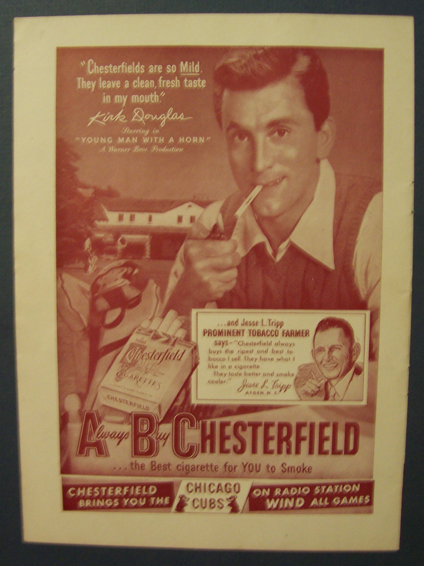 1950  Chesterfield  Cigarettes  with  Kirk  Douglas