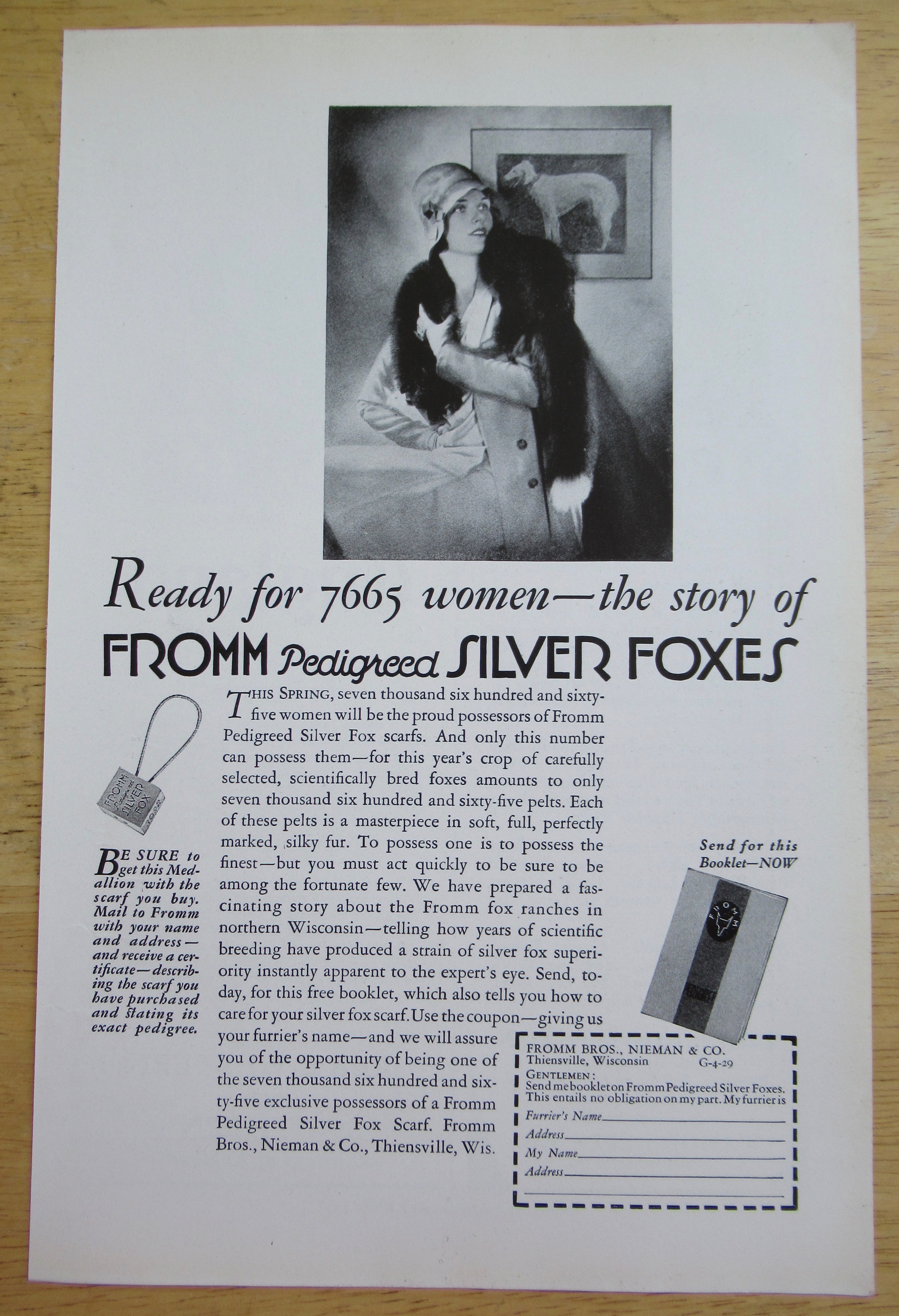 1929 Fromm Pedigreed Fox Scarfs with Silver Fox Scarf