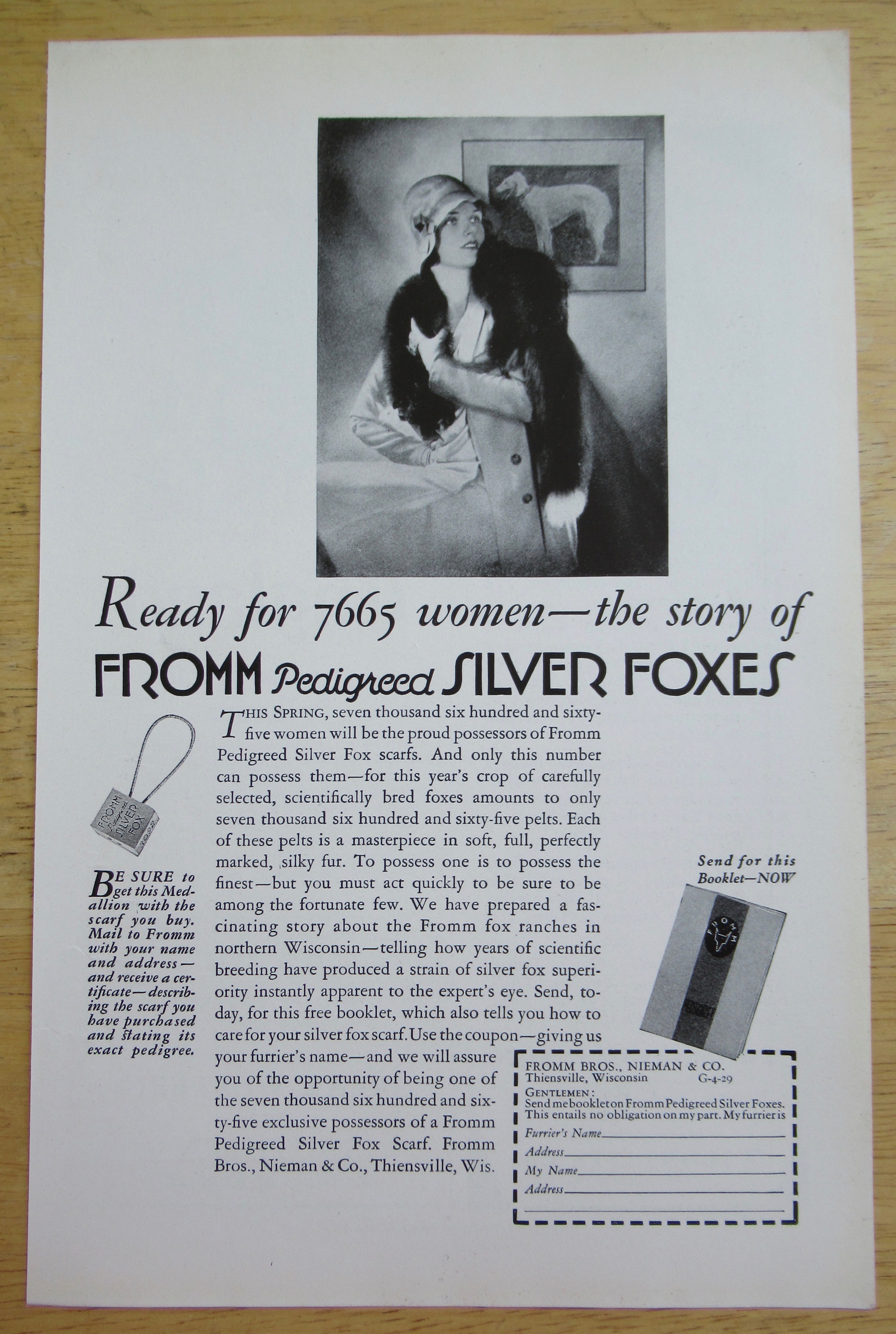 1929 Fromm Pedigreed Fox Scarfs with Silver Fox Scarf