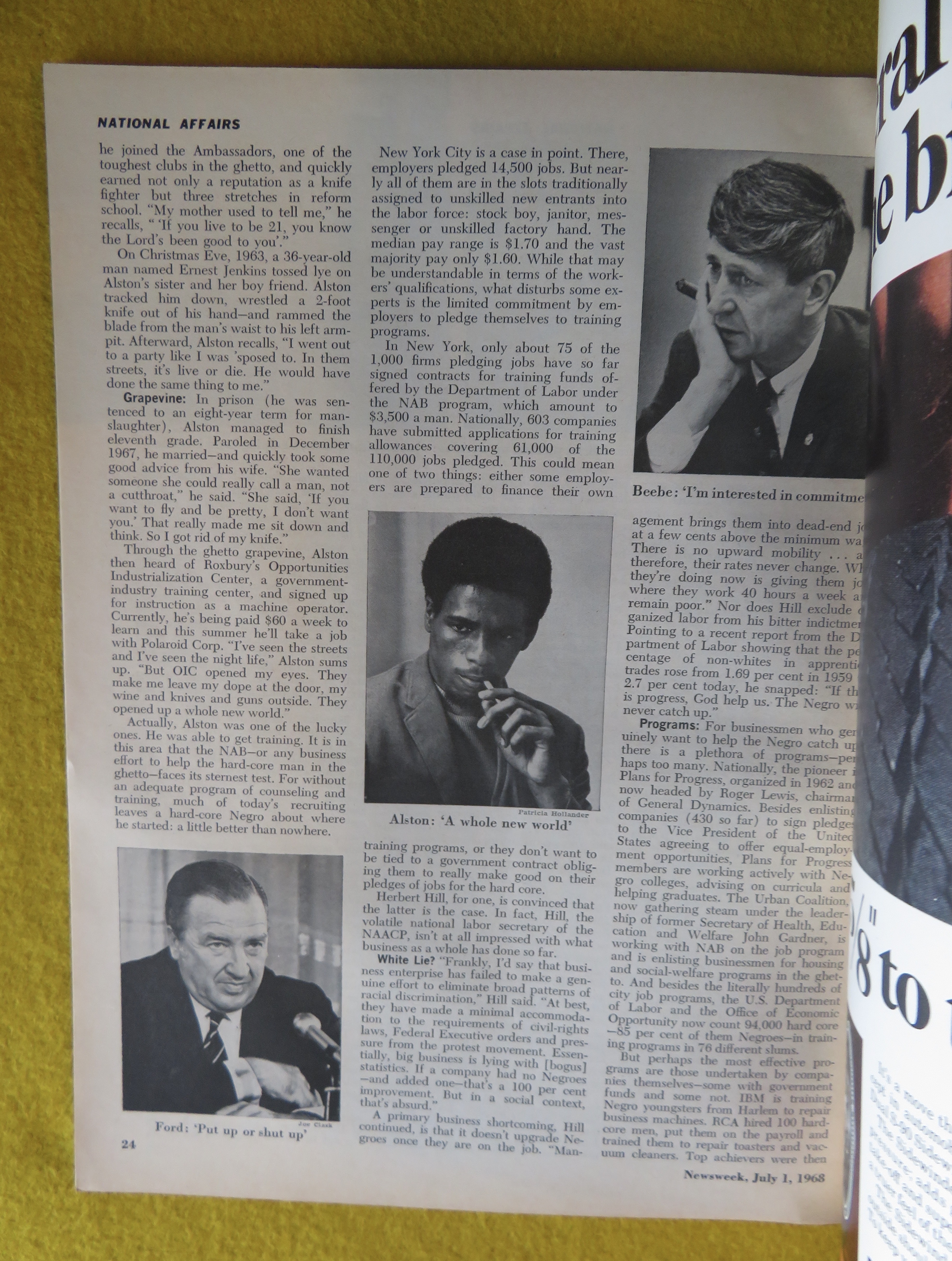 Newsweek Magazine July  1, 1968 Target: Negro Jobs