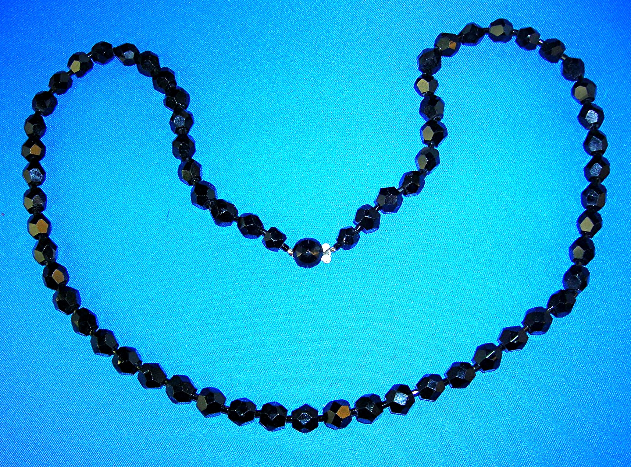 Jet Black Faceted 11mm Glass  Beads Japan