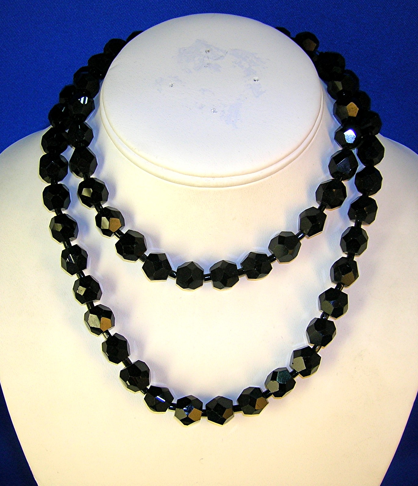 Jet Black Faceted 11mm Glass  Beads Japan