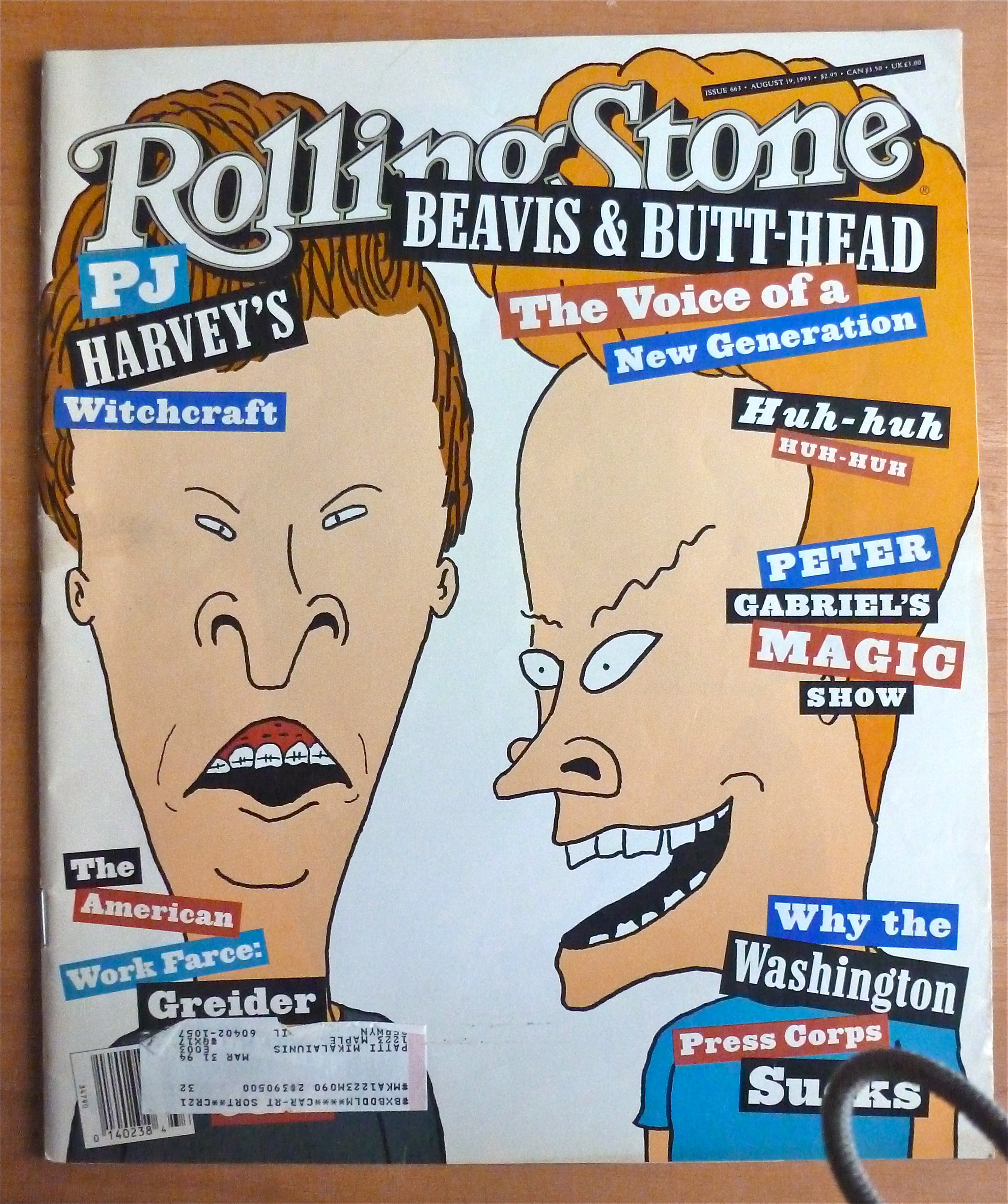 Rolling Stone Magazine August 19, 1993 Beavis/Butthead