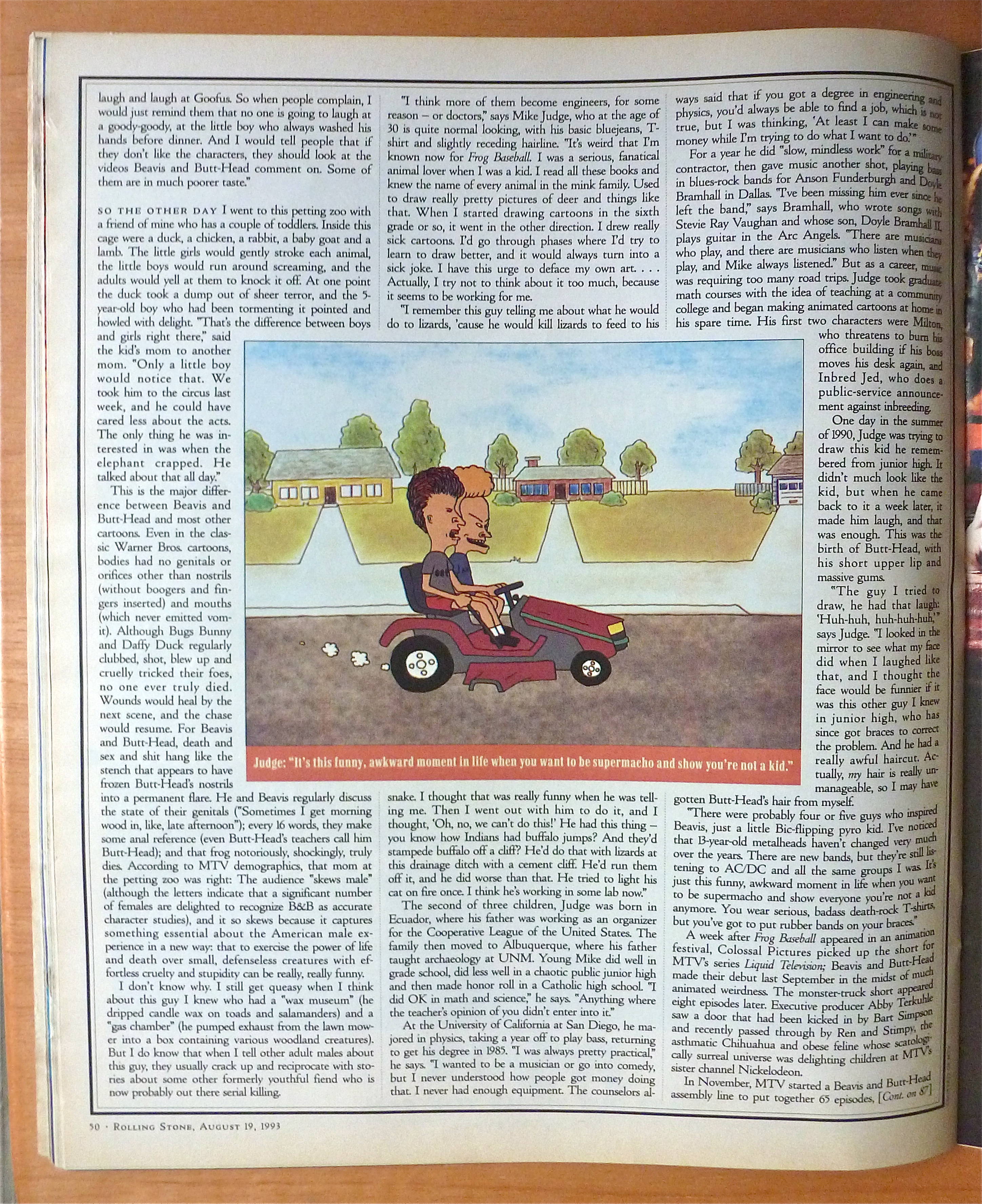 Rolling Stone Magazine August 19, 1993 Beavis/Butthead