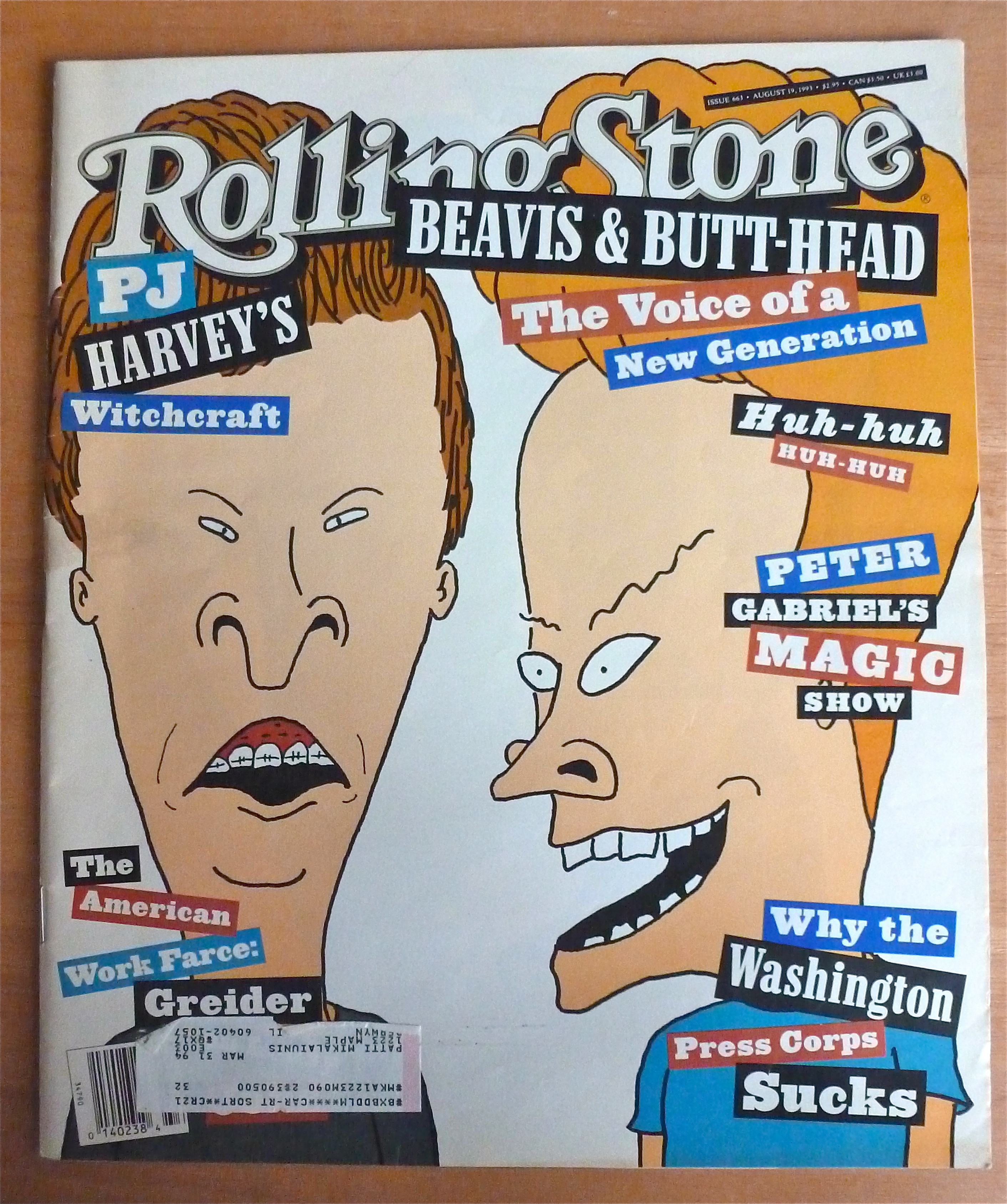 Rolling Stone Magazine August 19, 1993 Beavis/Butthead