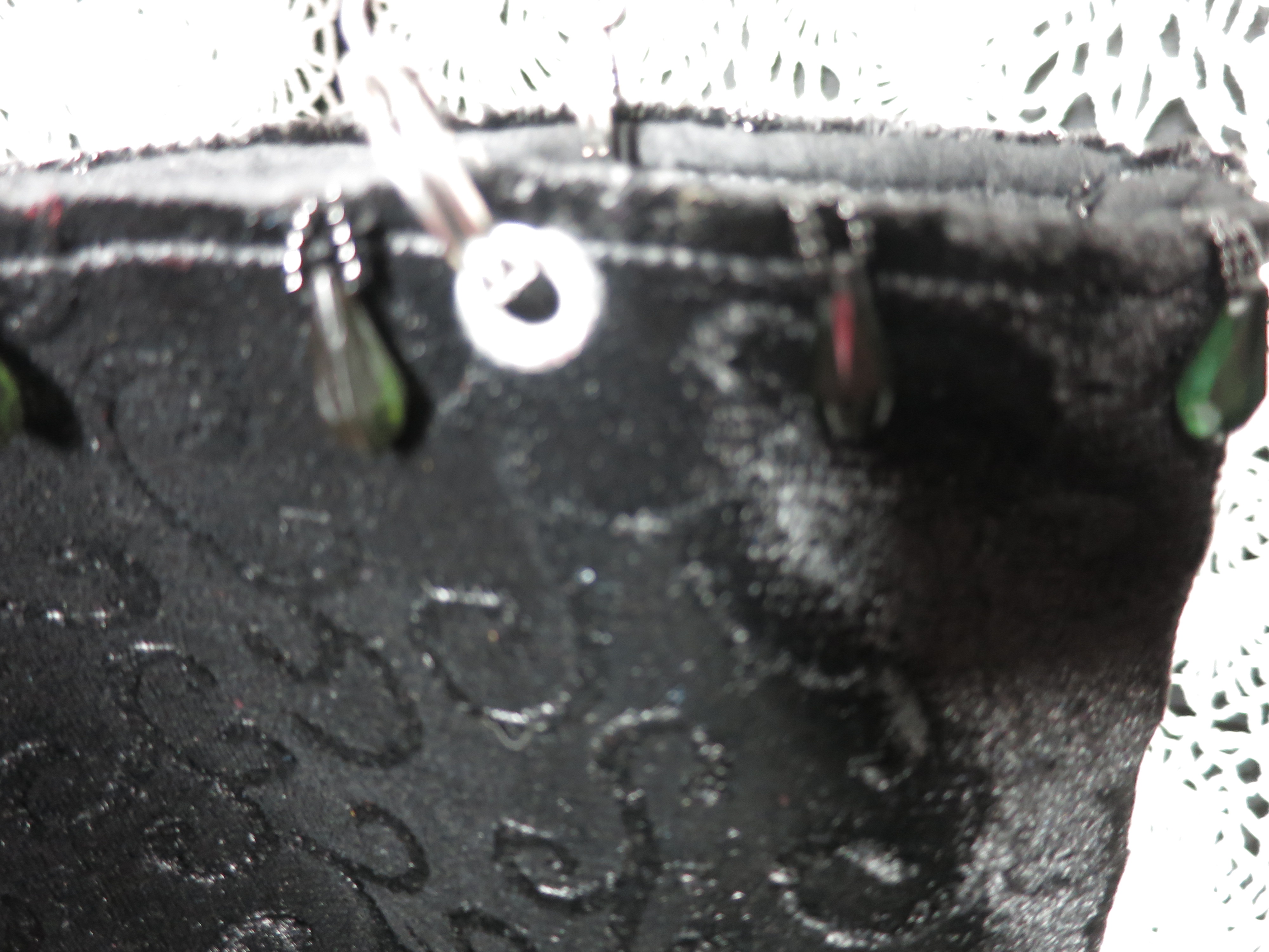 Black Handbag with Beaded handles and Tassel Trim
