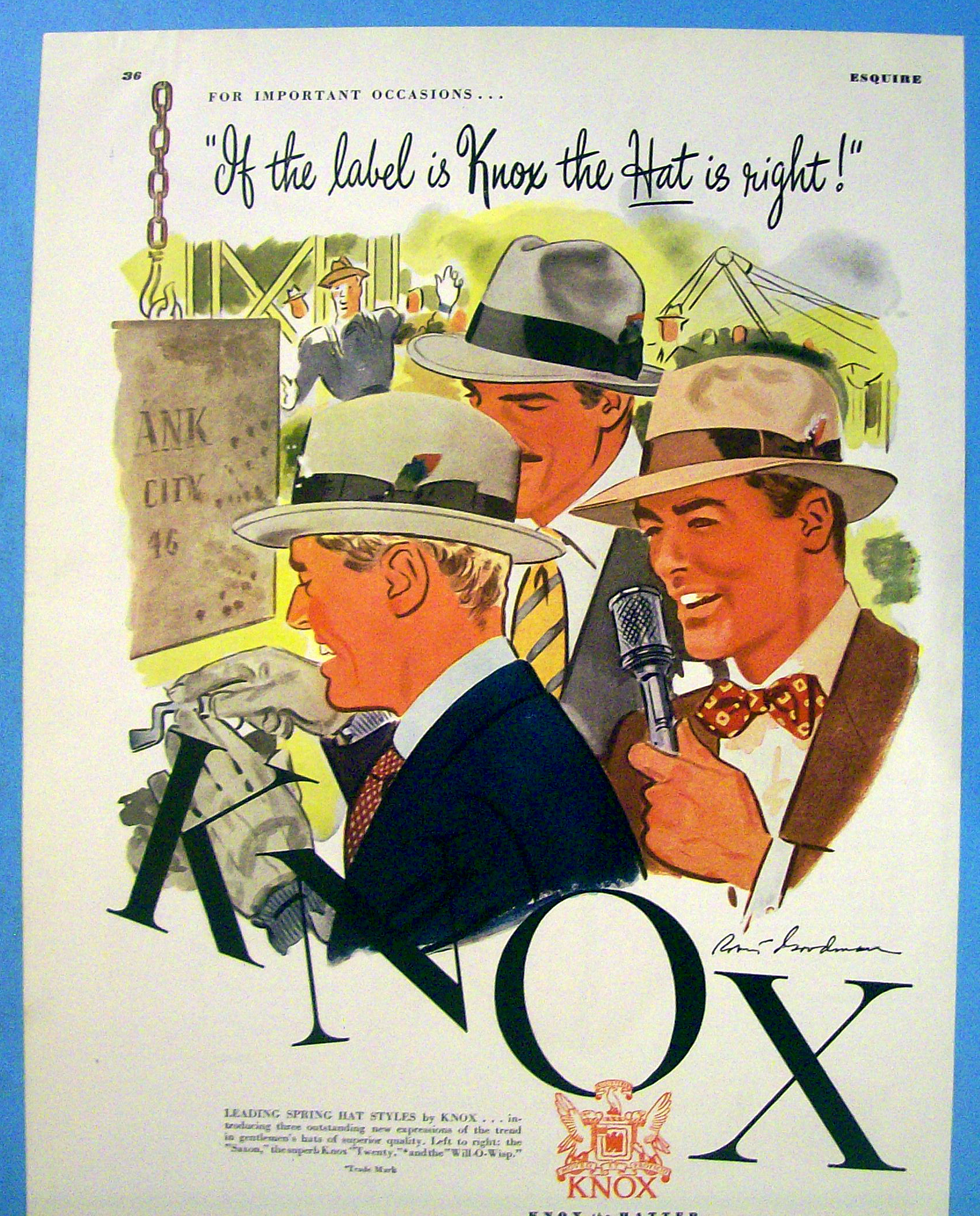 1946 Knox Hats with Men Wearing Spring Hats